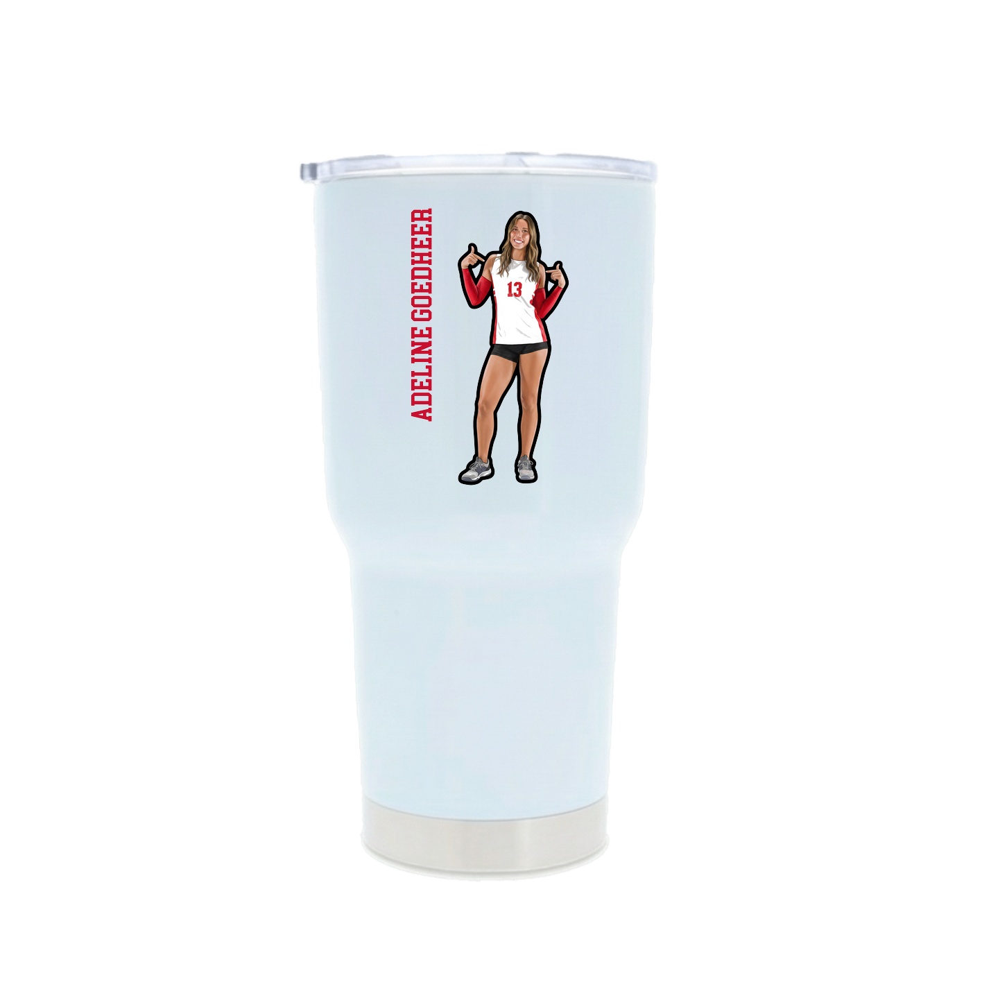 30oz Stainless Steel Tumbler — Name Vertical in White