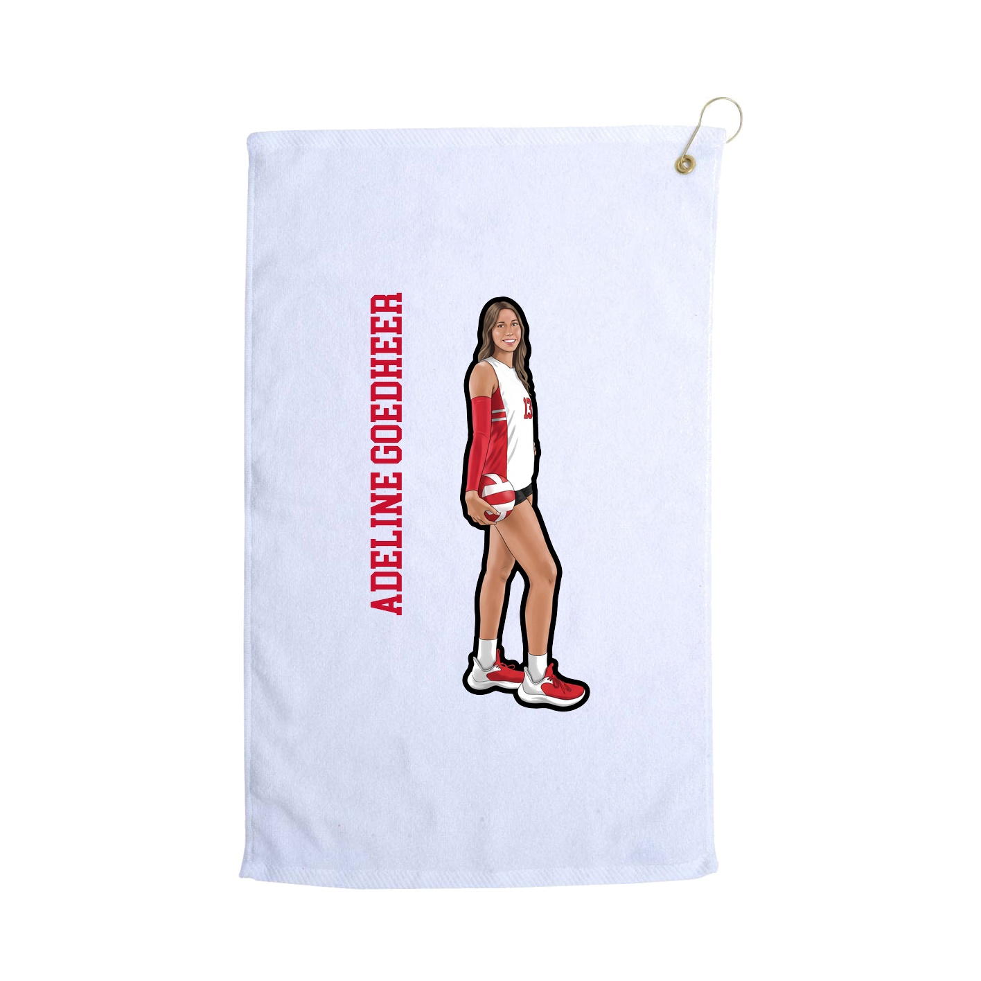Golf Towel — Name Vertical in White