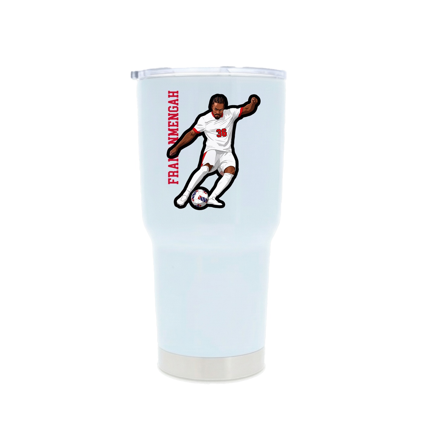 30oz Stainless Steel Tumbler — Name Vertical in White