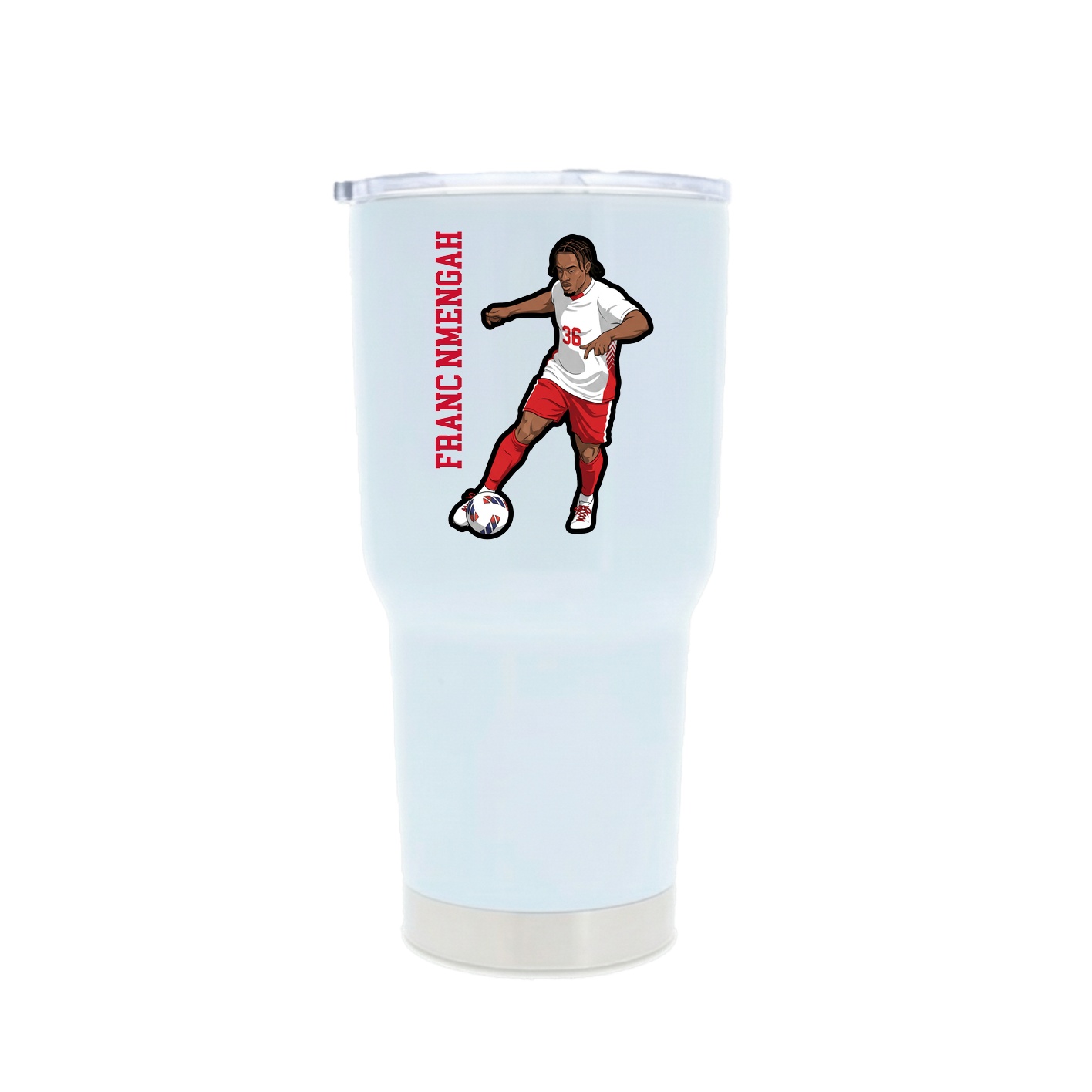 30oz Stainless Steel Tumbler — Name Vertical in White