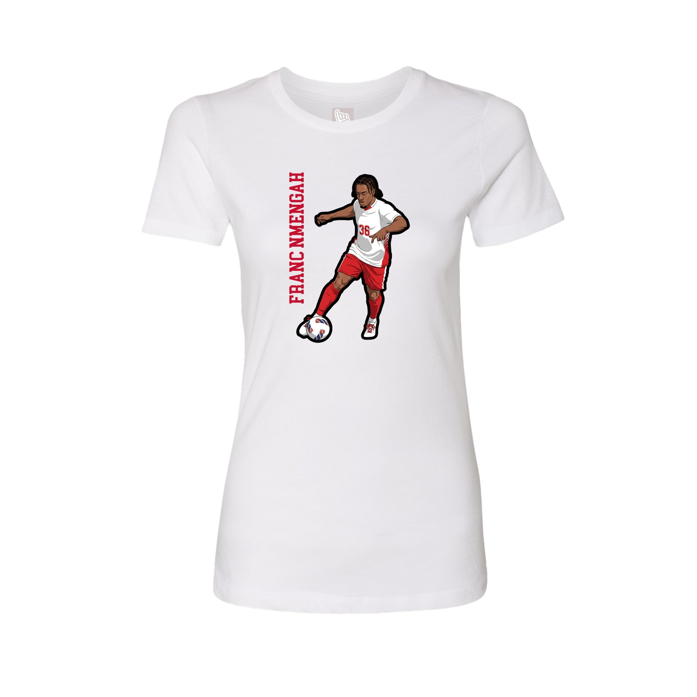 Fitted Women's Tee — Name Vertical in White