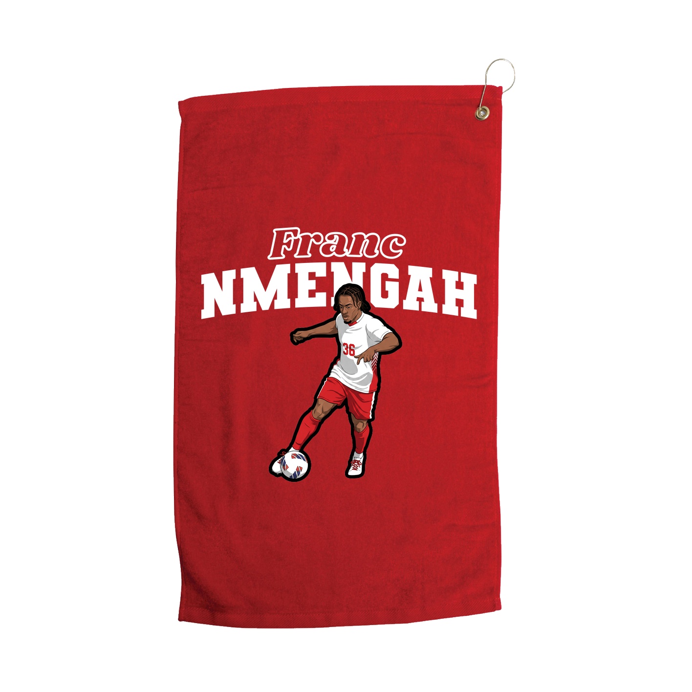Golf Towel — Name Arch in Red