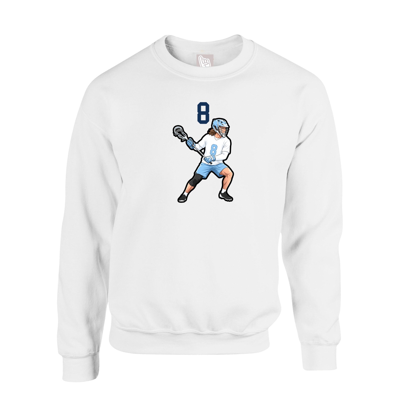Fleece Crew — Number Top in White