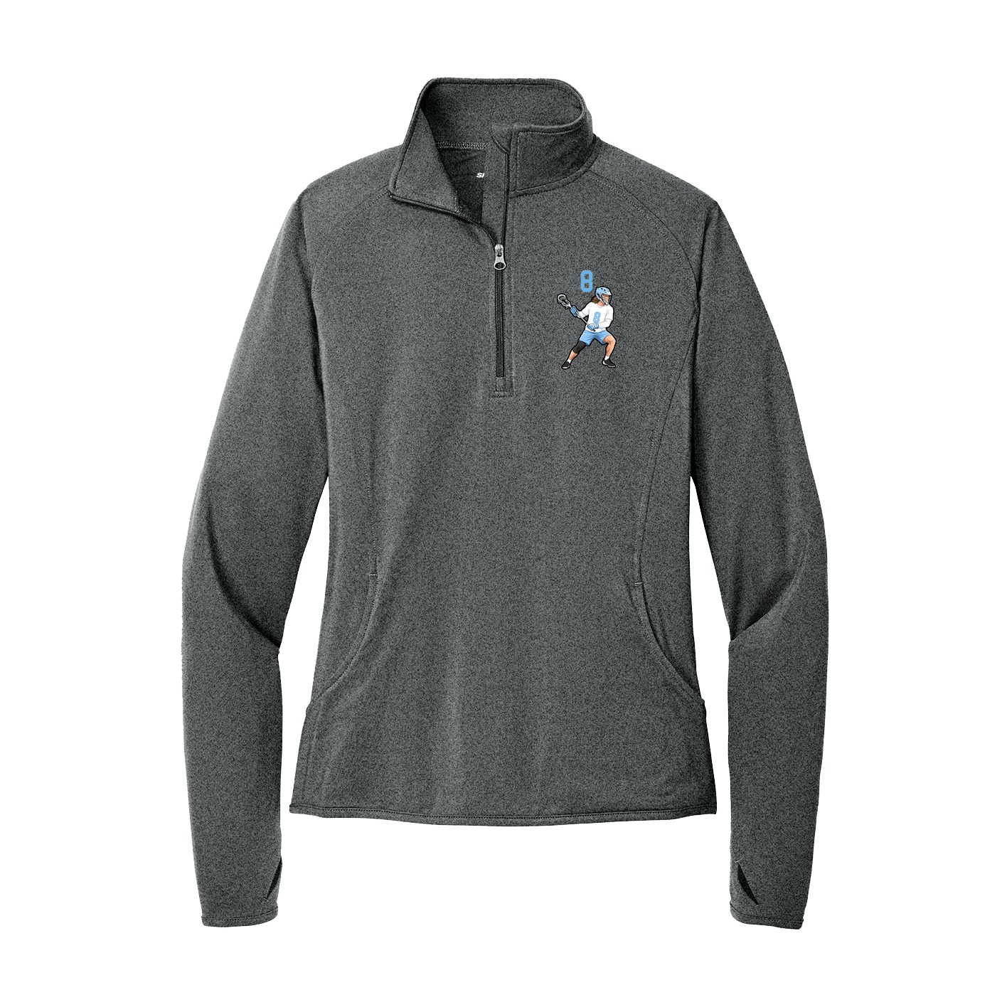 Women's Q-Zip Pullover — Number Top in Grey