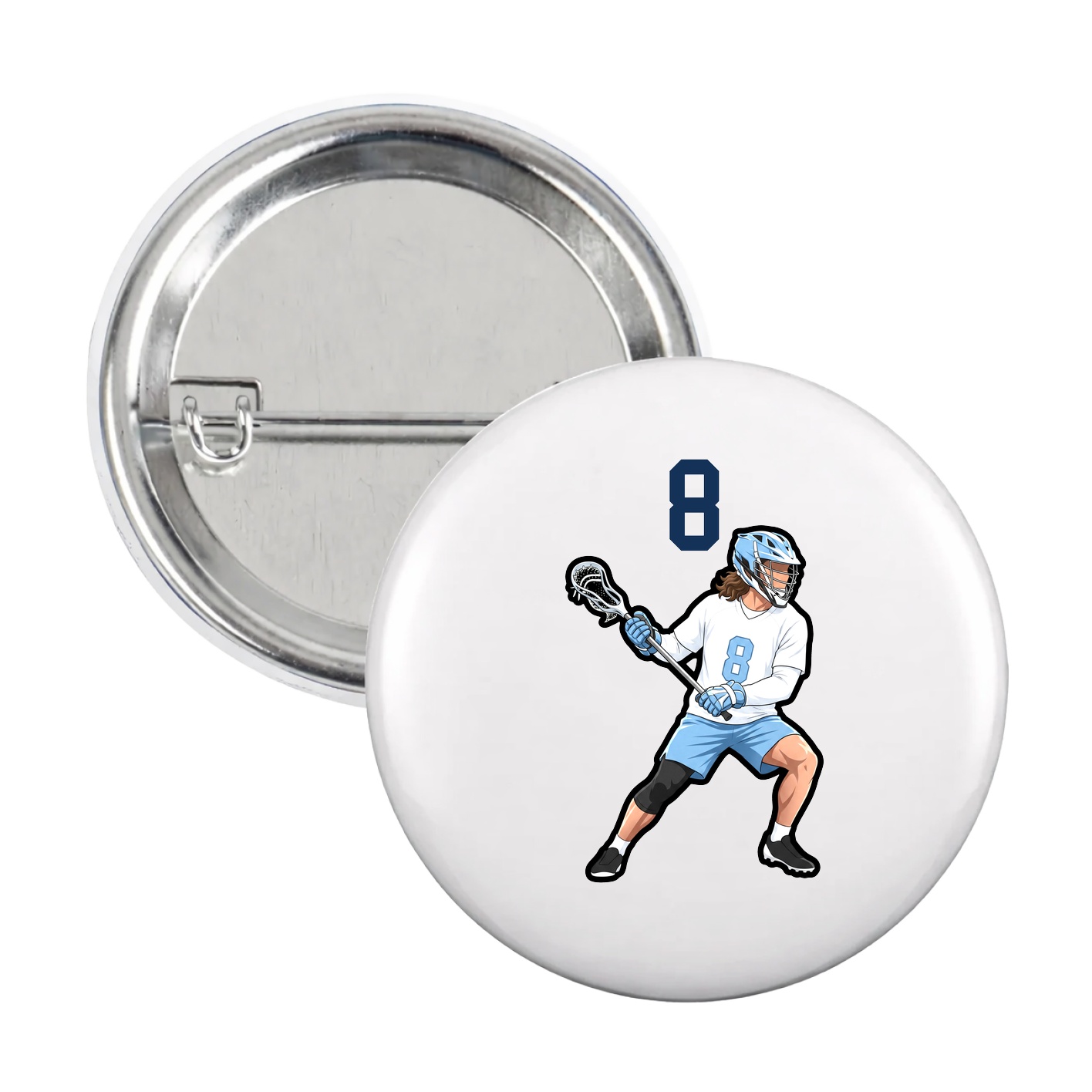 Game Day Button — Number Top in White