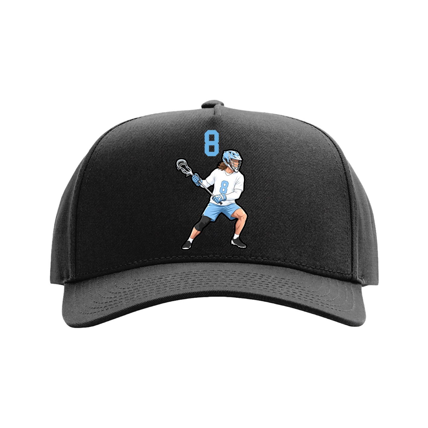 Full Fabric Five-Panel Champ Cap — Number Top in Black