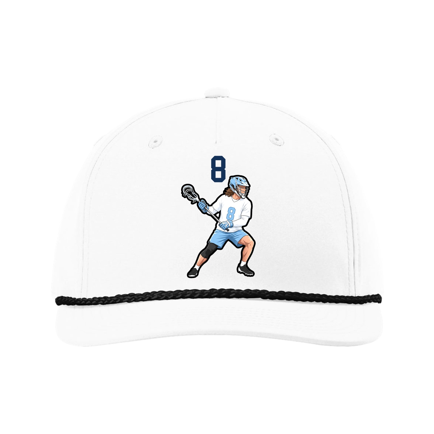 Five-Panel Classic Rope Cap — Number Top in White