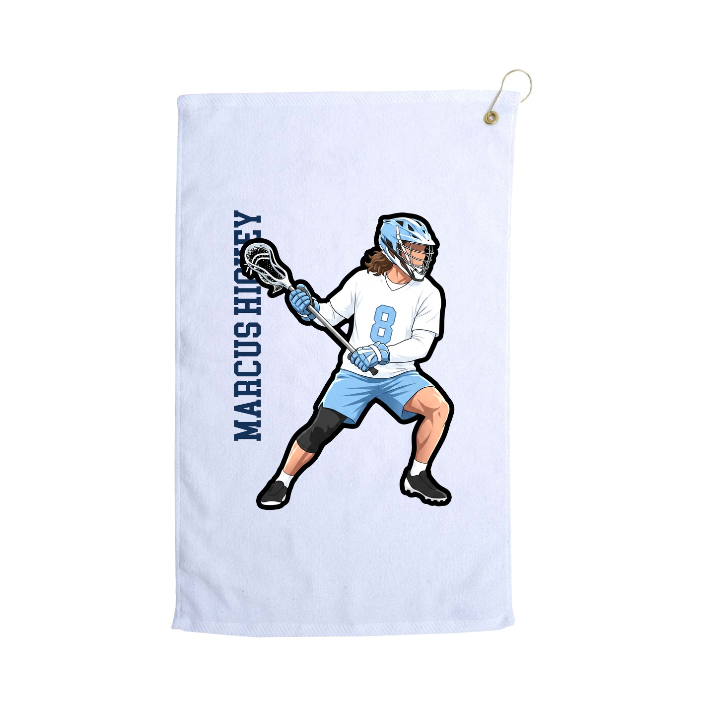 Golf Towel — Name Vertical in White