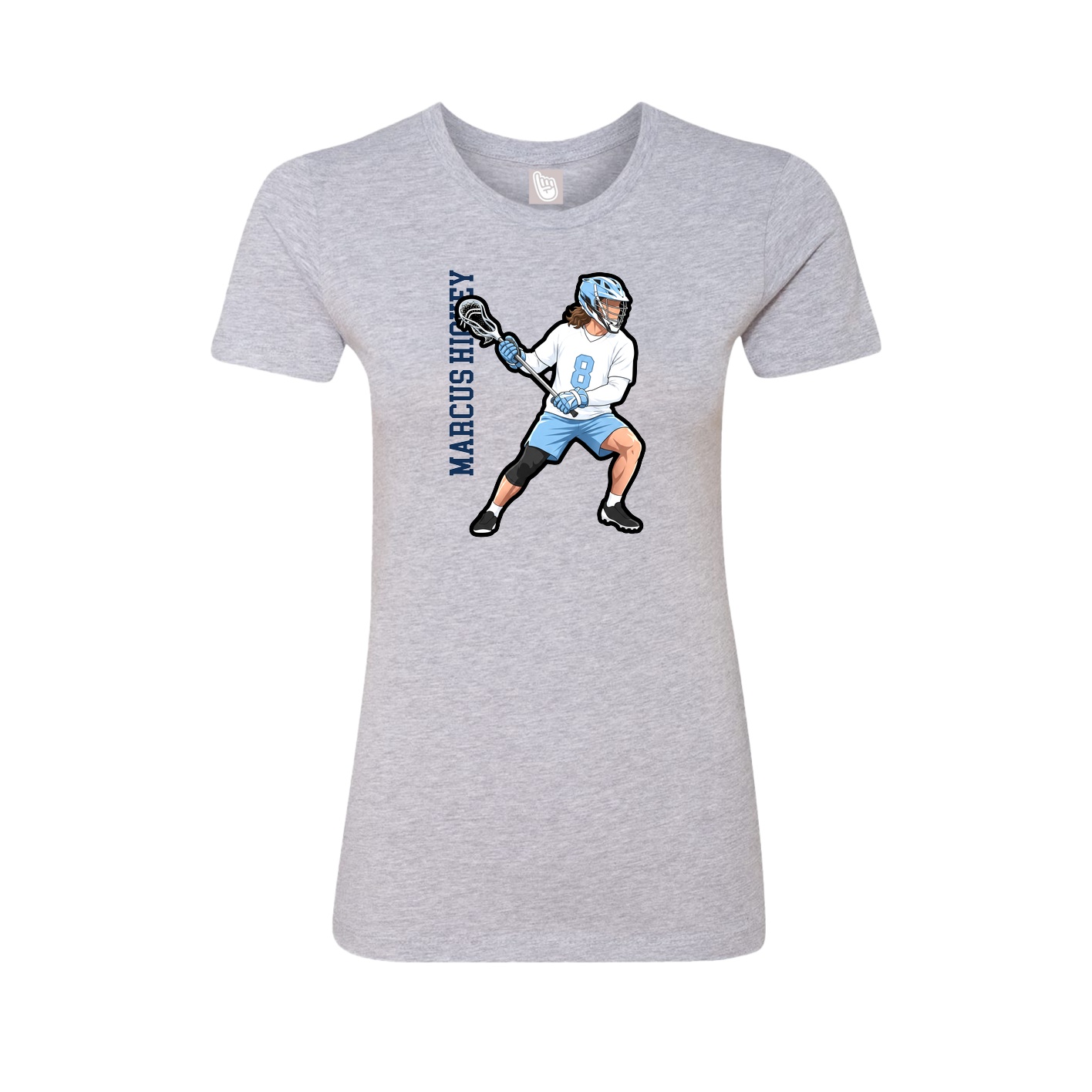 Fitted Women's Tee — Name Vertical in Grey