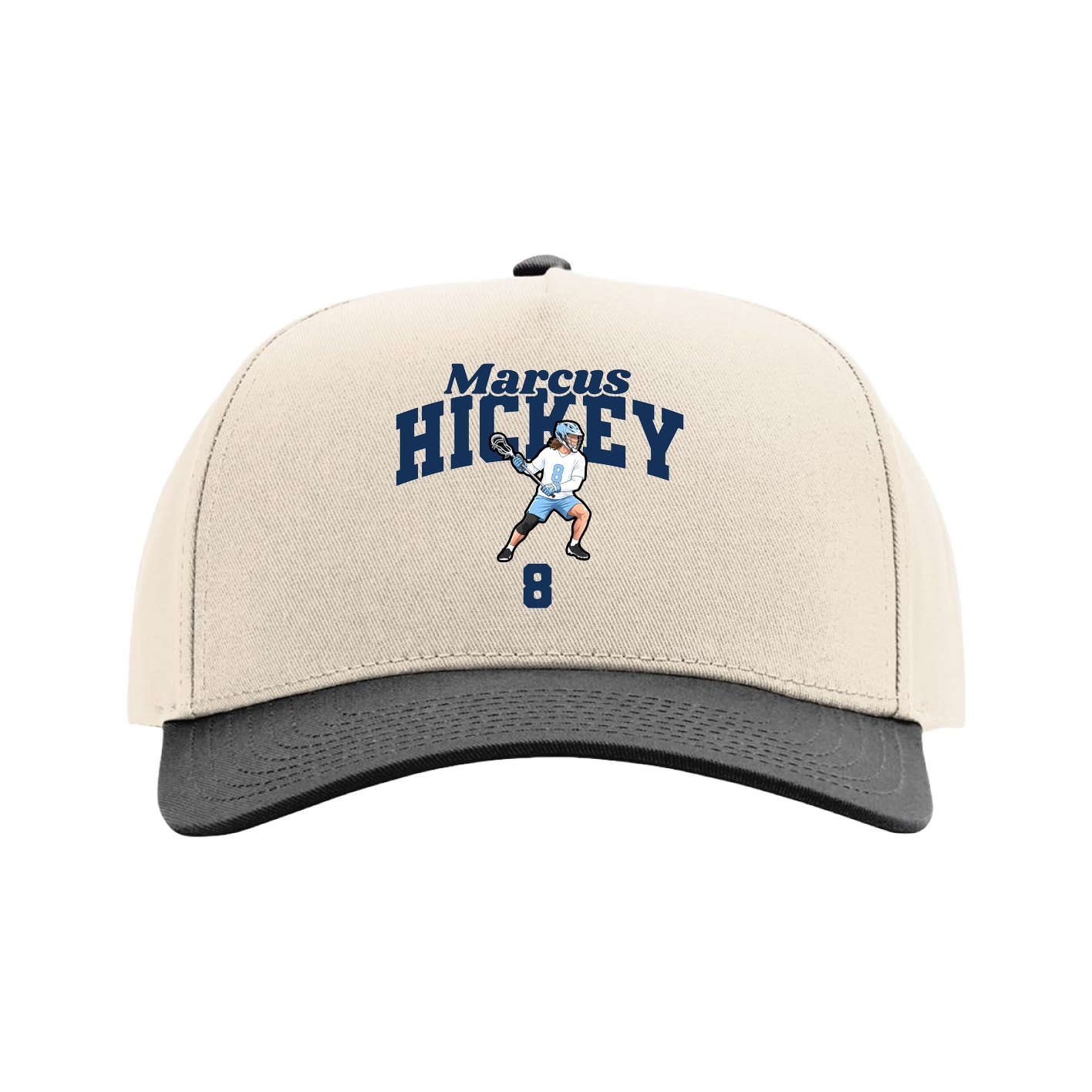 Full Fabric Five-Panel Champ Cap — Signature Arch in Cream/Black