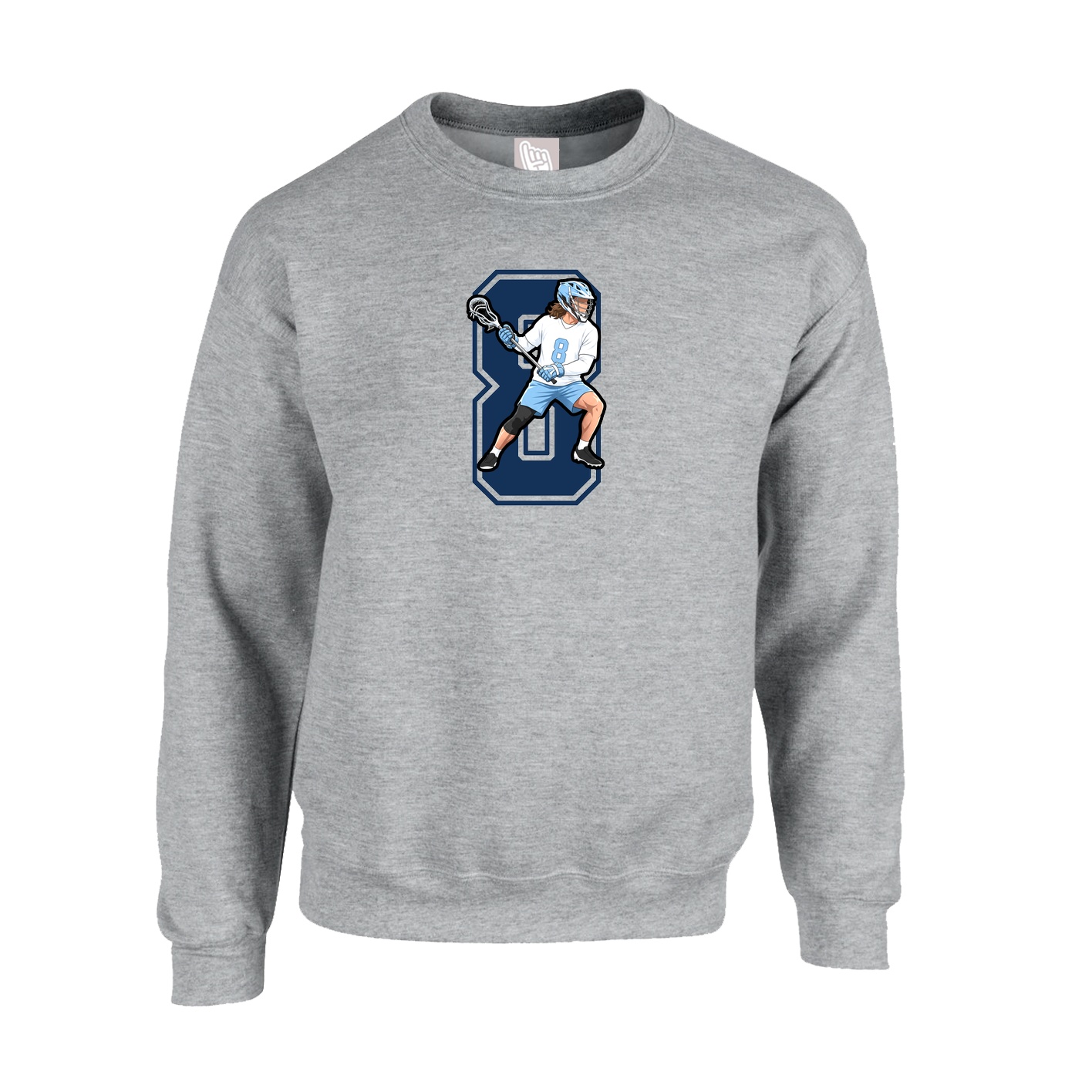 Fleece Crew — Number in Grey