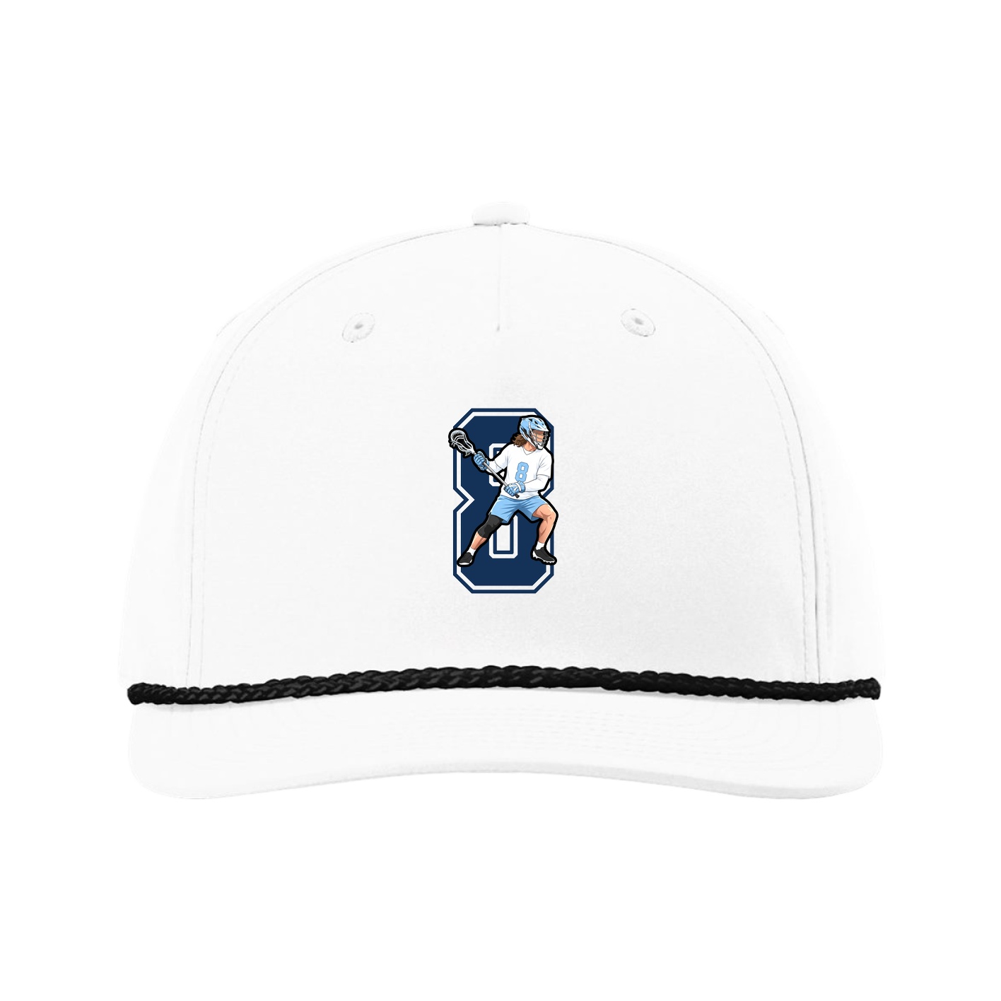 Five-Panel Classic Rope Cap — Number in White