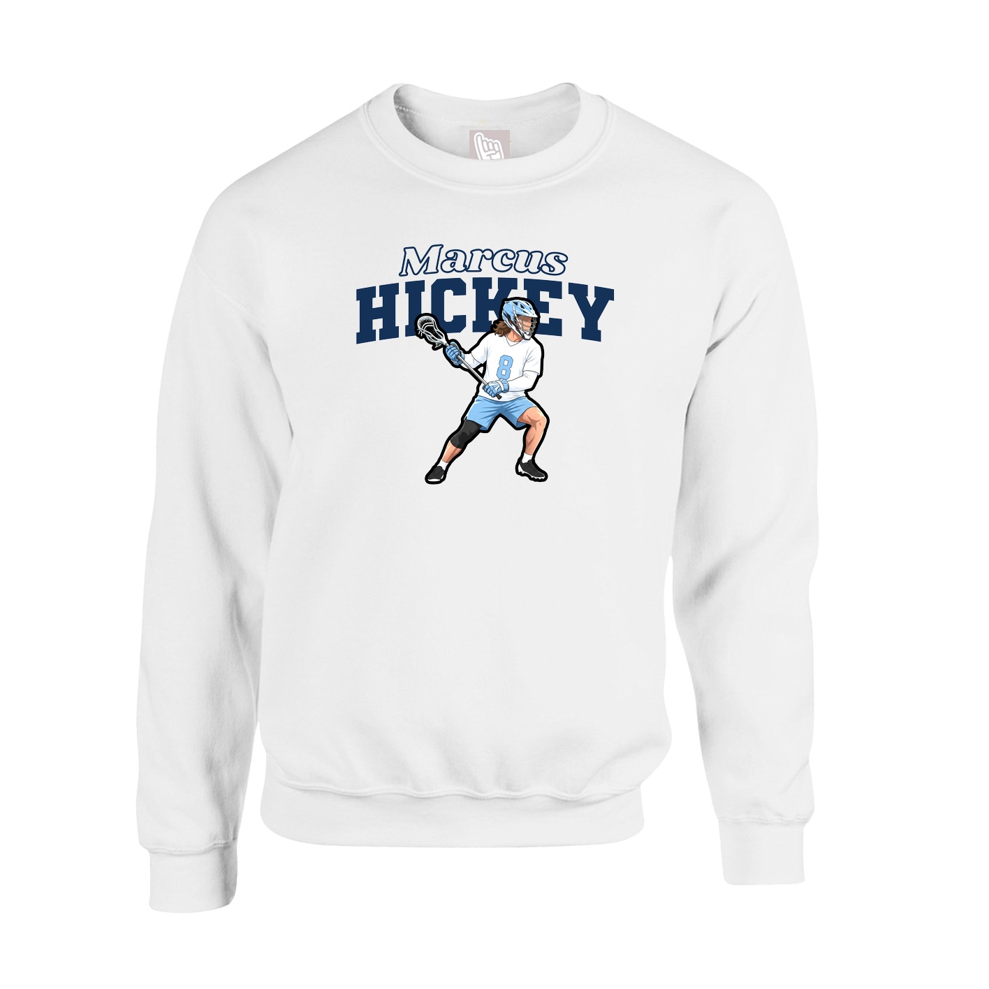 Fleece Crew — Name Arch in White