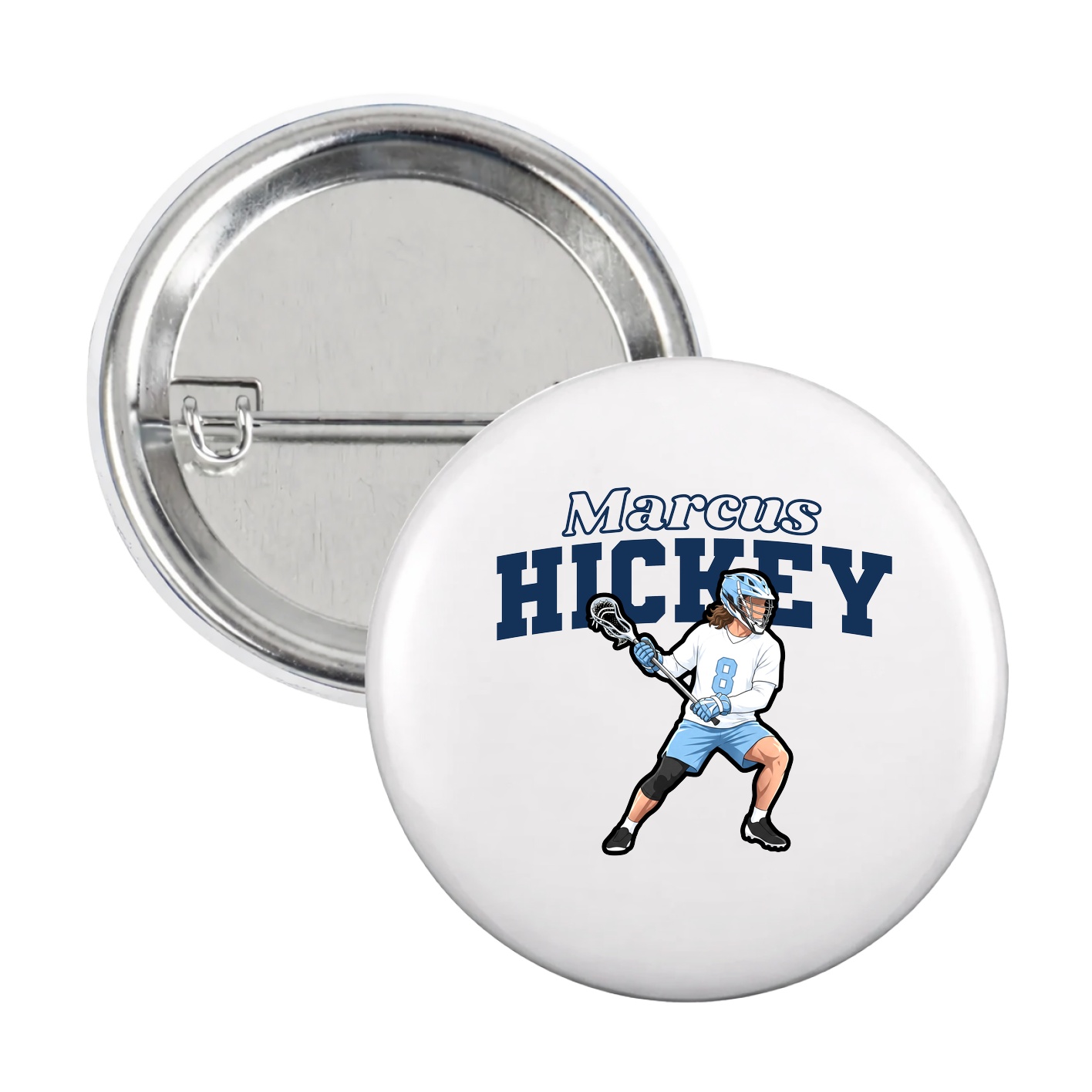 Game Day Button — Name Arch in White