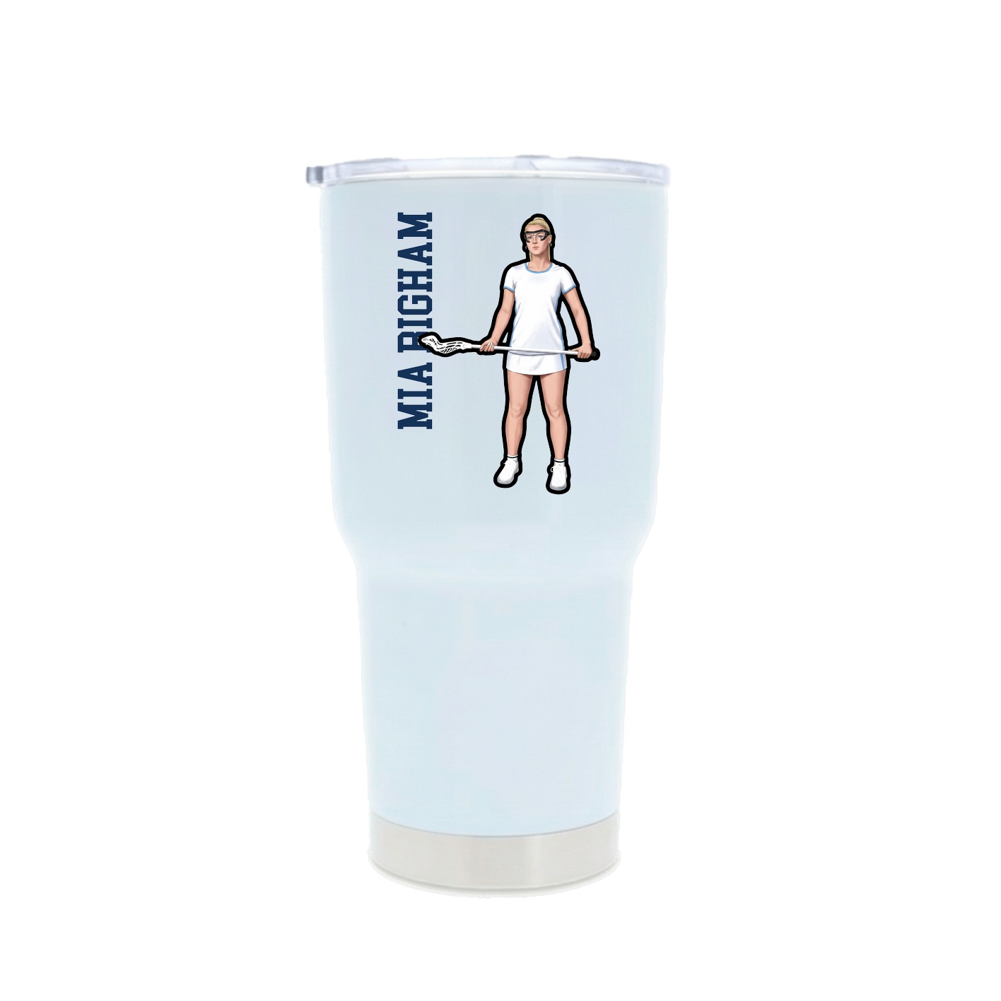 30oz Stainless Steel Tumbler — Name Vertical in White