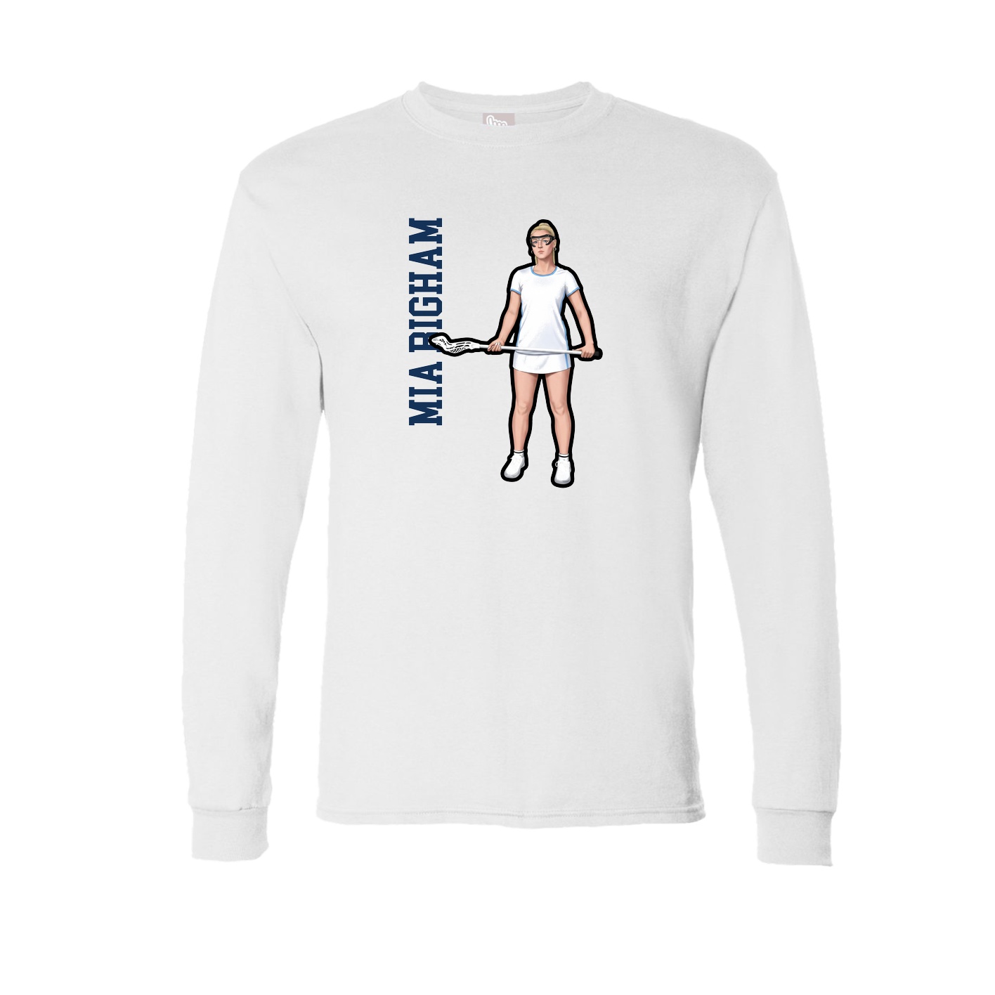 Long Sleeve Tee — Name Vertical in White