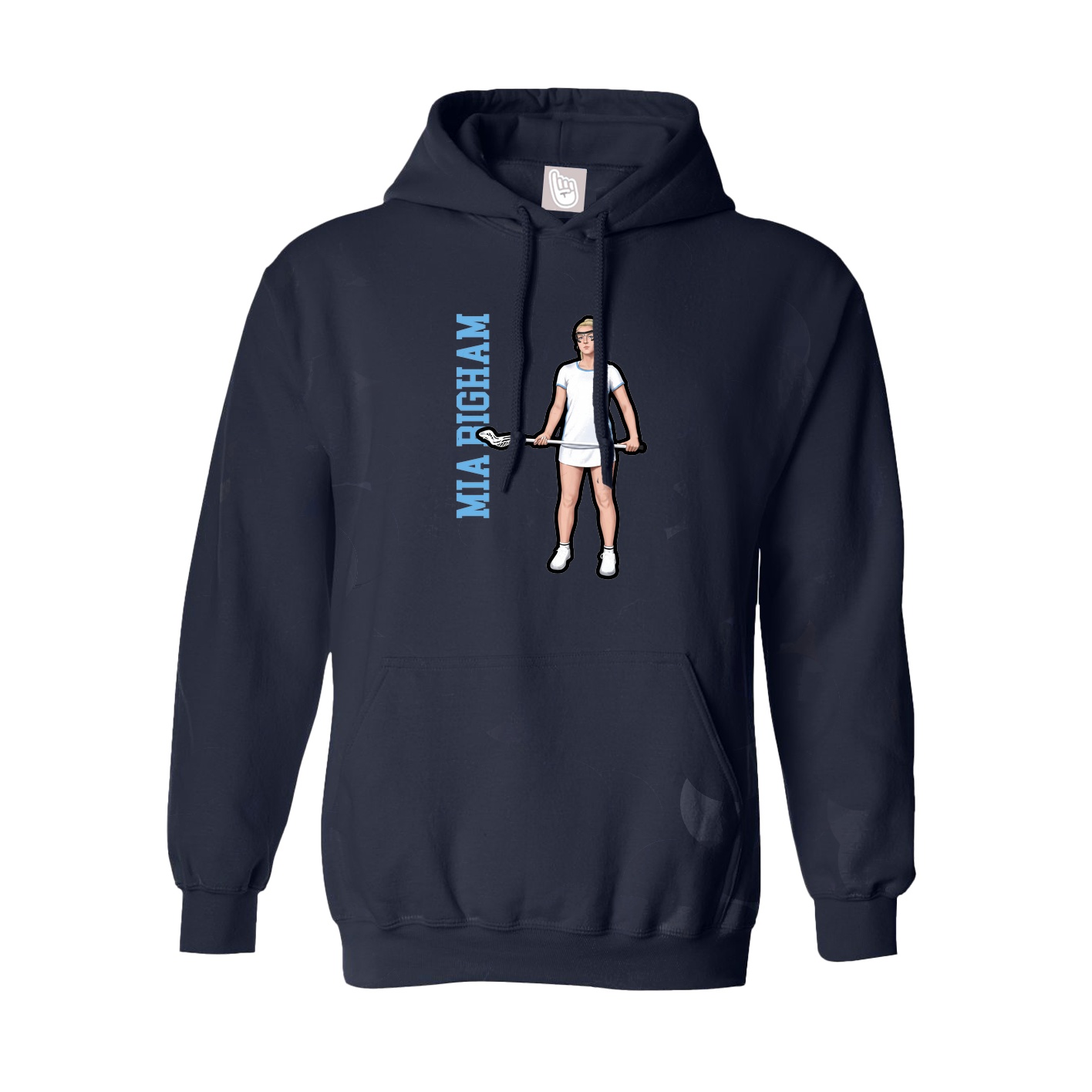 Hoodie — Name Vertical in Navy