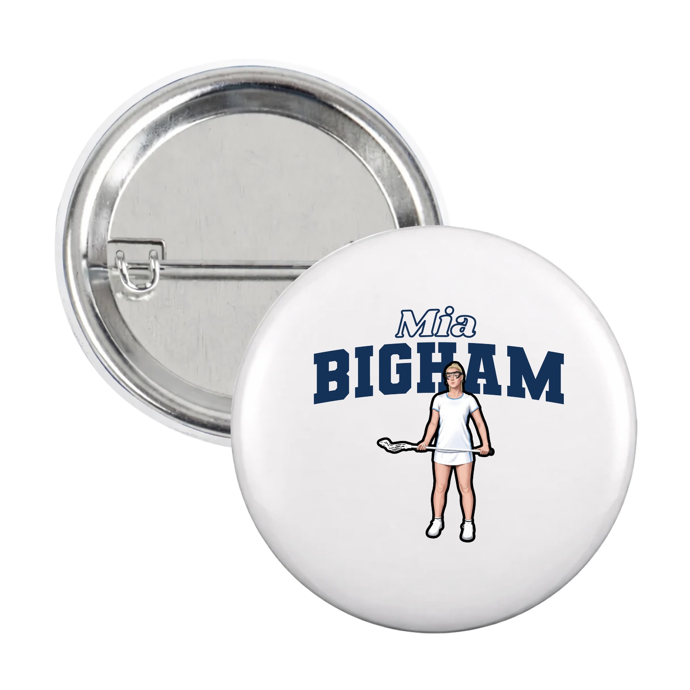 Game Day Button — Name Arch in White