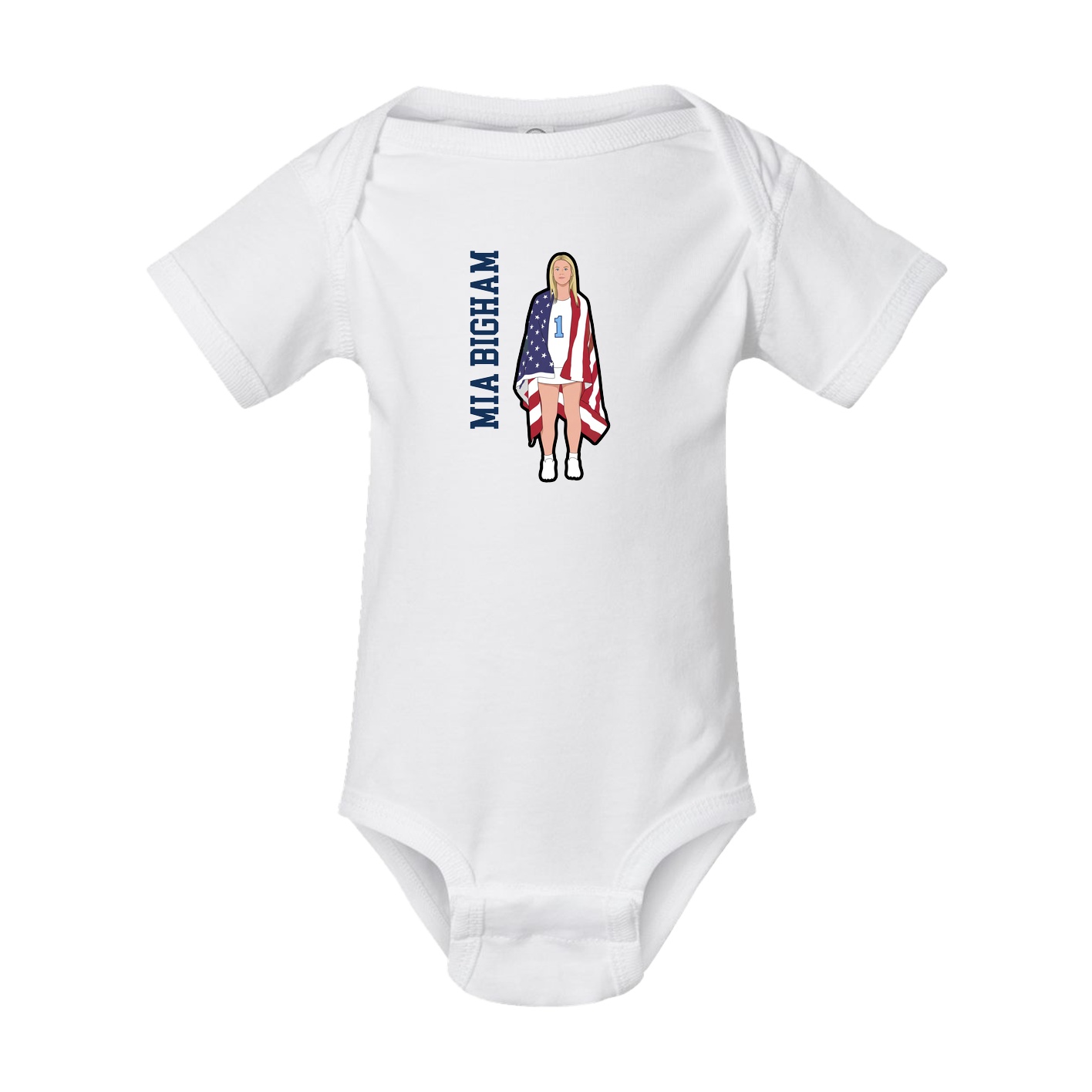 Baby Onesie — Name Vertical in White