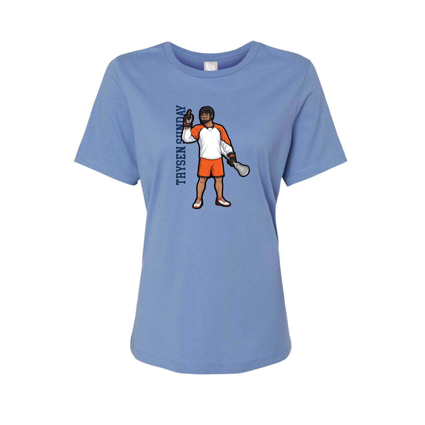 Fitted Women's Tee — Name Vertical in Powder Blue
