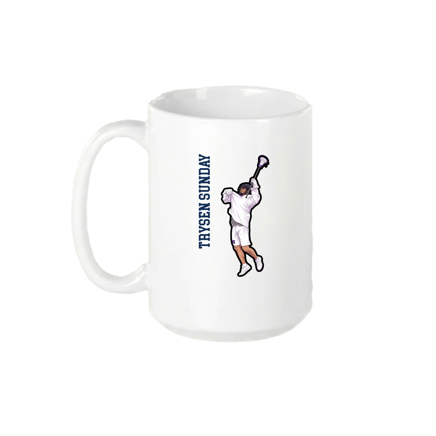 15oz Coffee Mug — Name Vertical in White