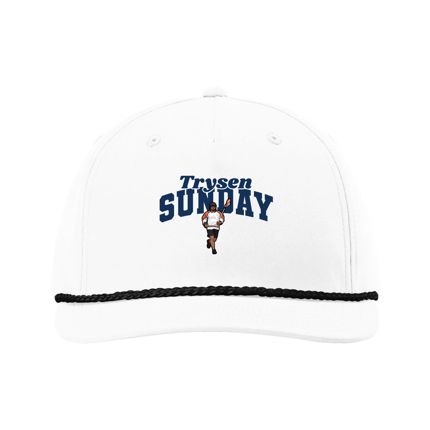 Five-Panel Classic Rope Cap — Signature Arch in White