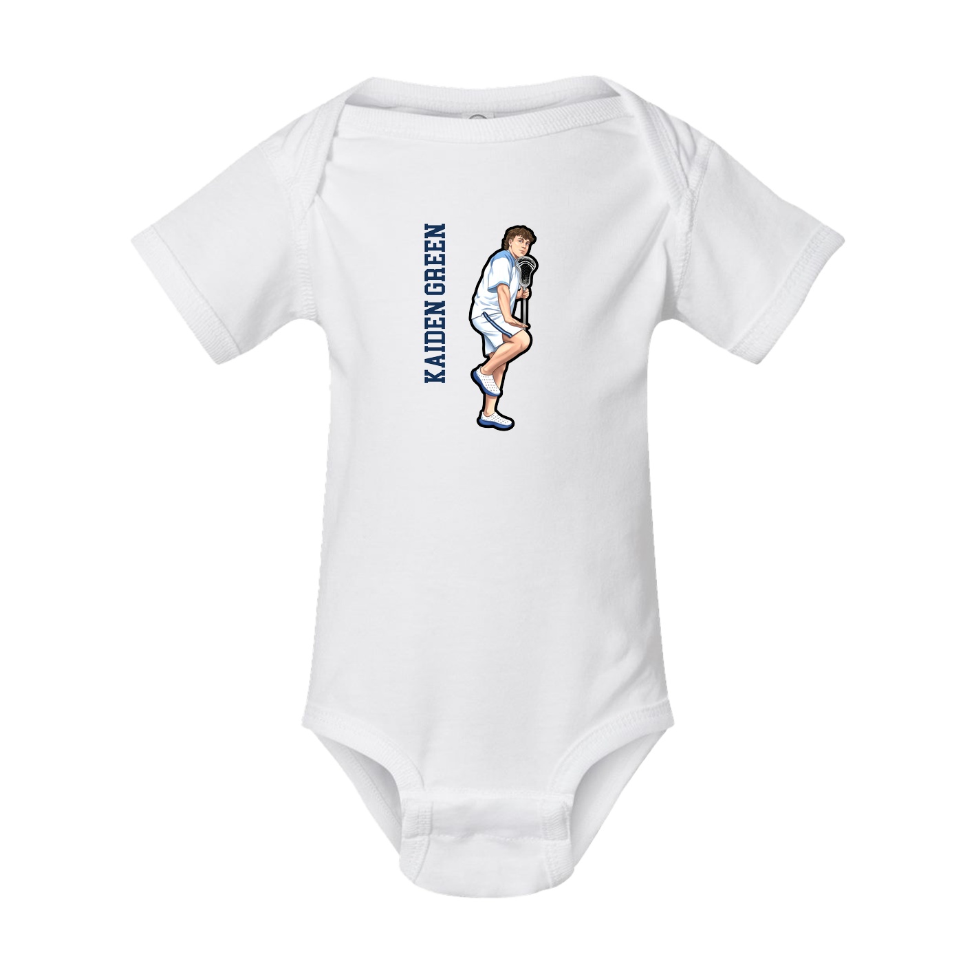 Baby Onesie — Name Vertical in White