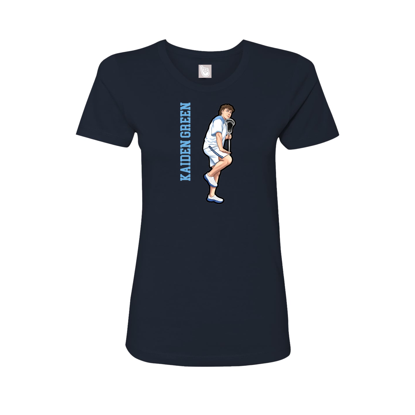 Fitted Women's Tee — Name Vertical in Navy