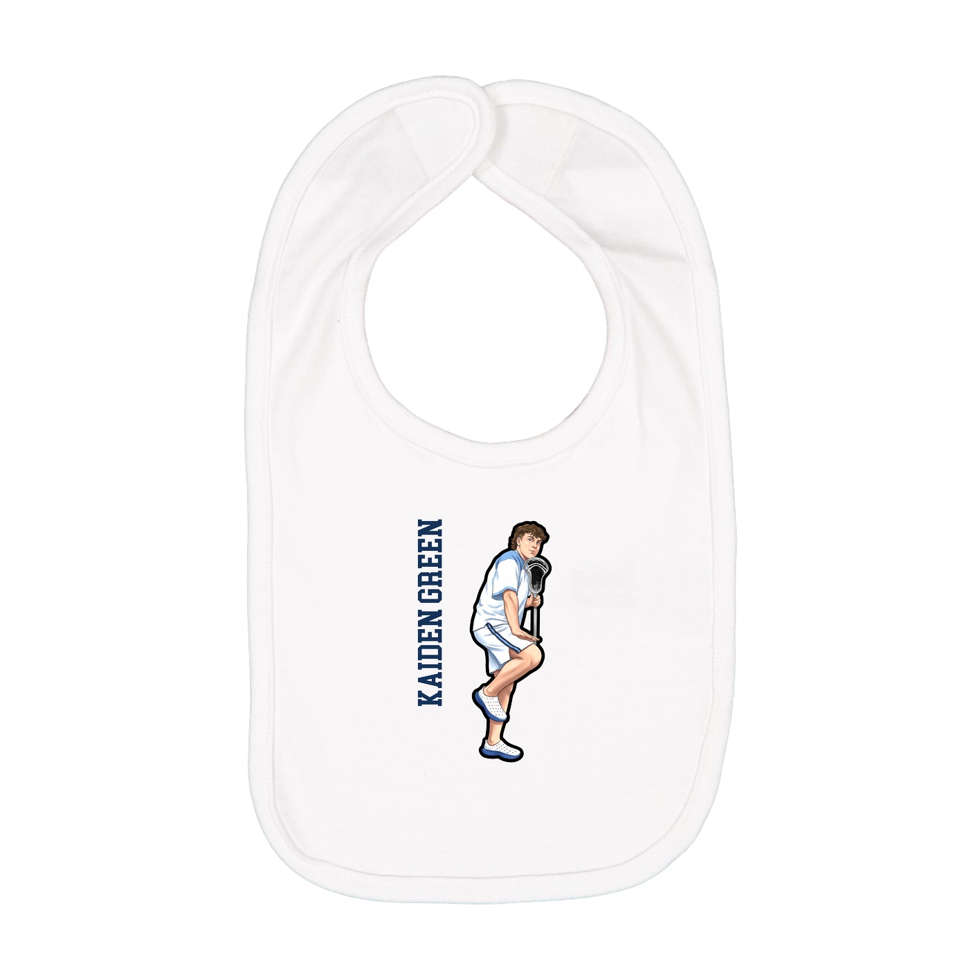 Infant Bib — Name Vertical in White