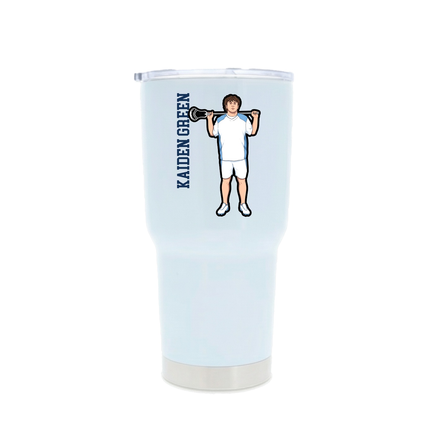 30oz Stainless Steel Tumbler — Name Vertical in White