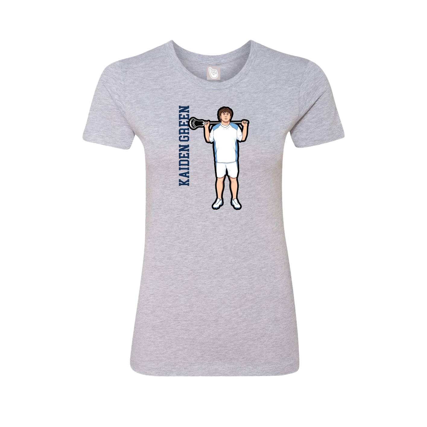 Fitted Women's Tee — Name Vertical in Grey