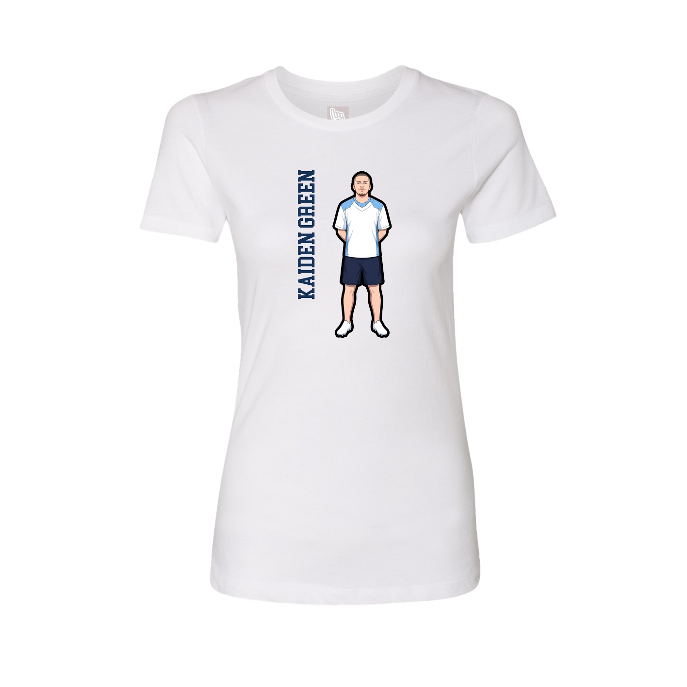 Fitted Women's Tee — Name Vertical in White