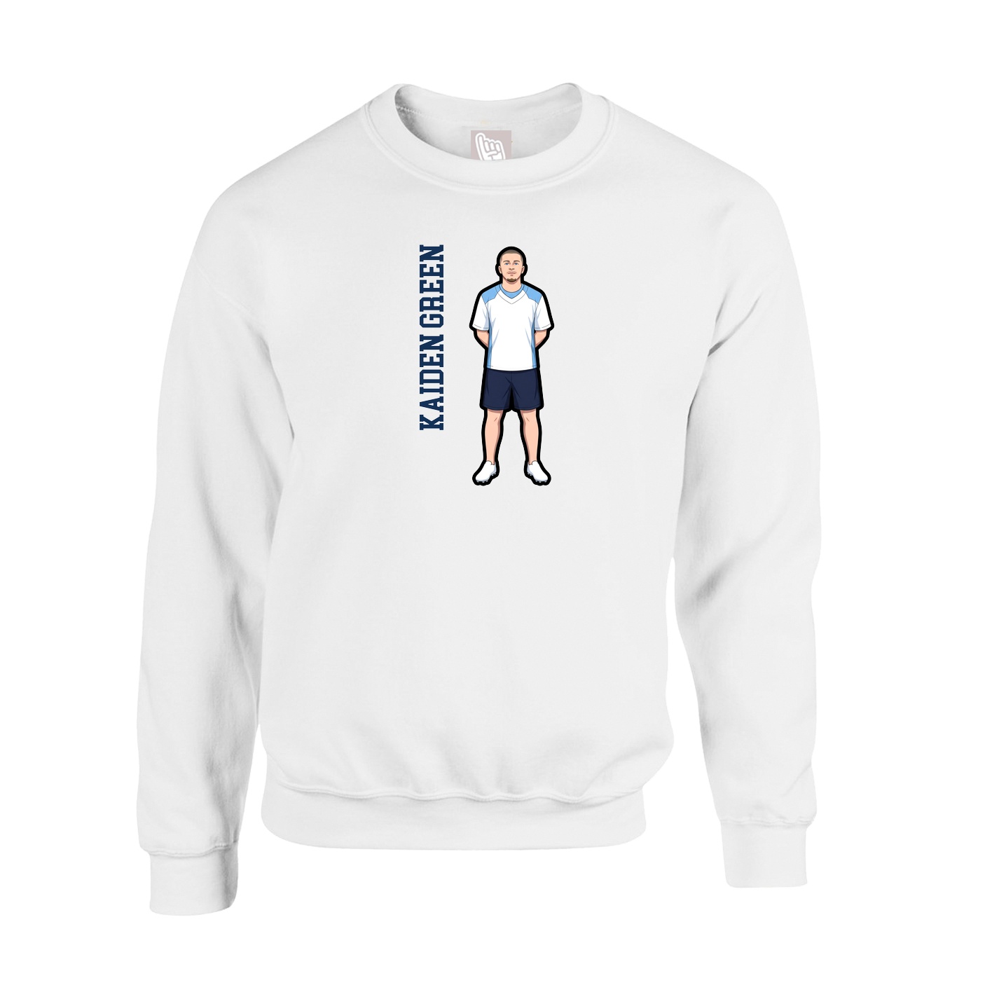 Fleece Crew — Name Vertical in White