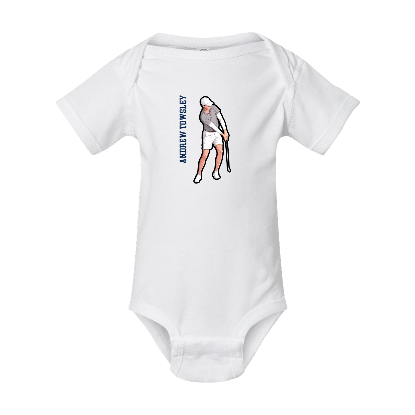 Baby Onesie — Name Vertical in White