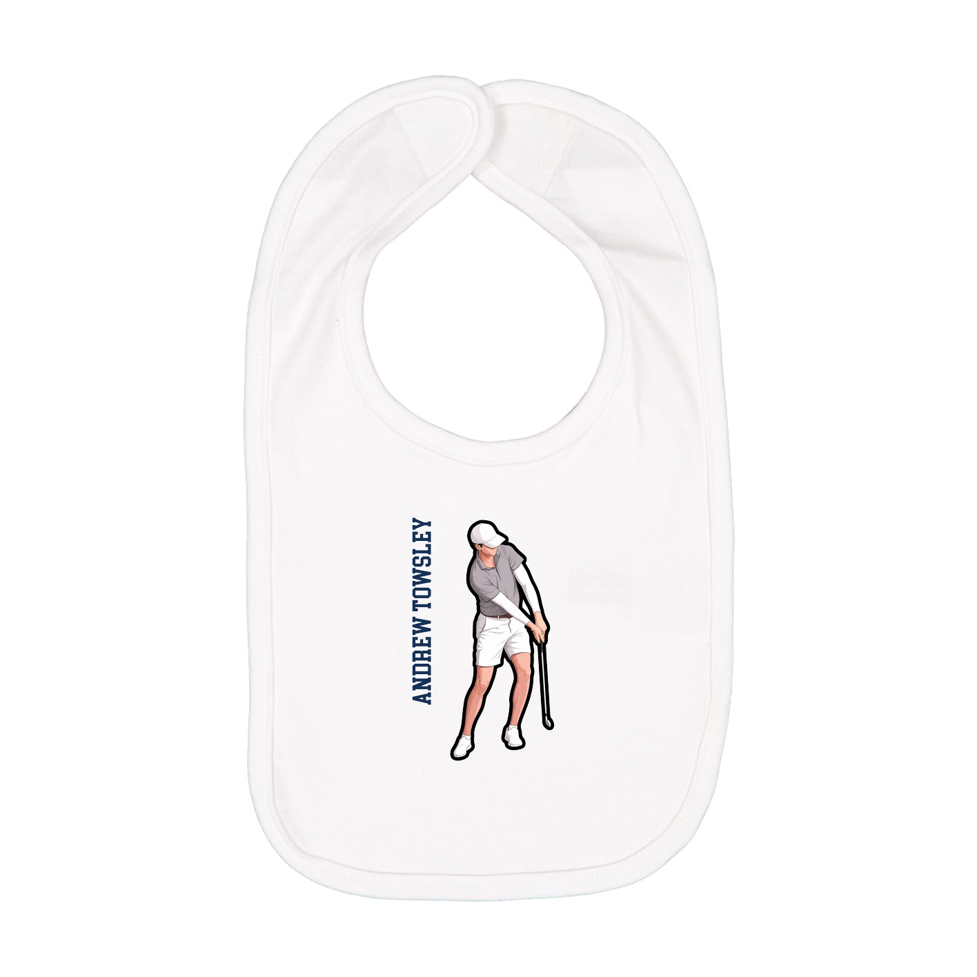 Infant Bib — Name Vertical in White