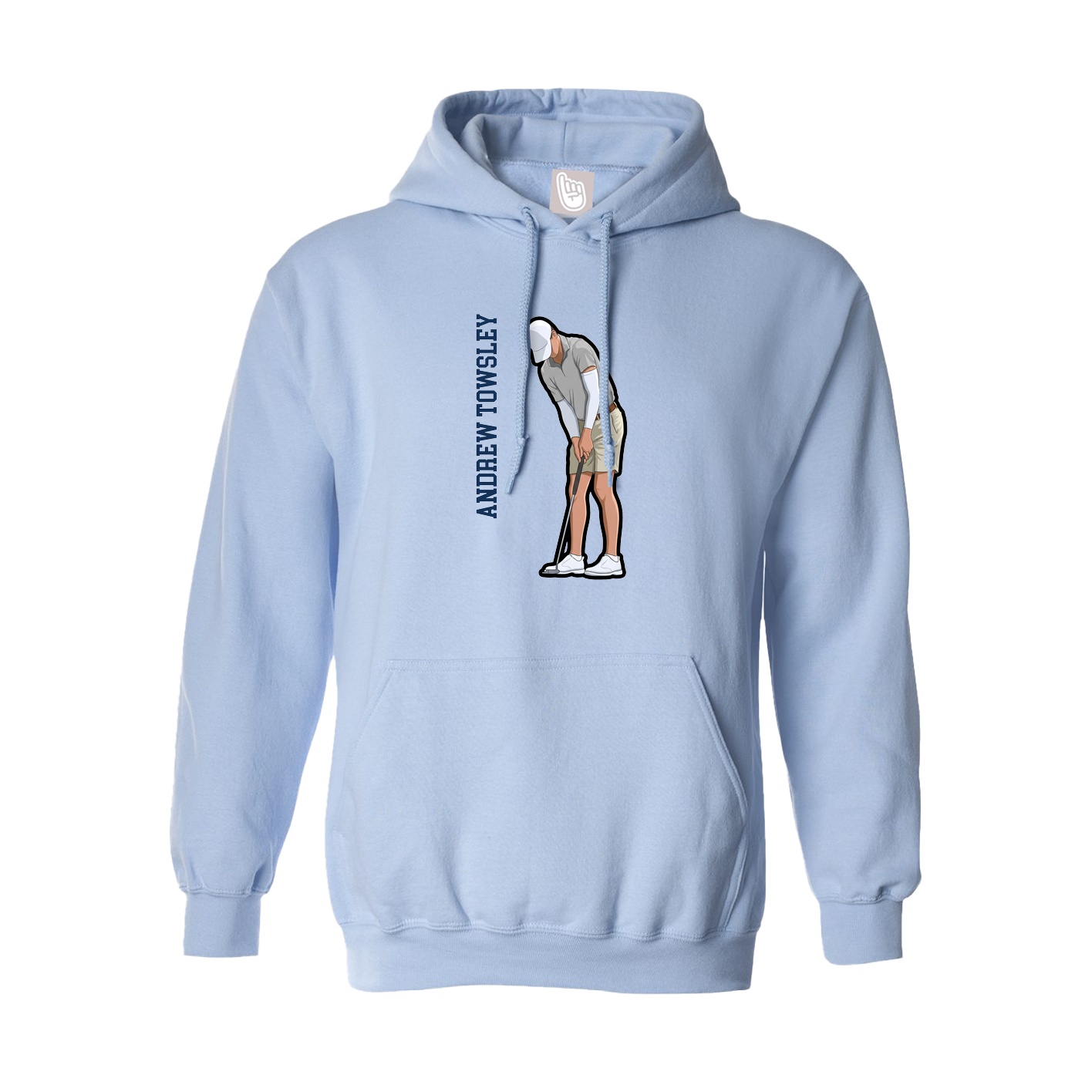 Hoodie — Name Vertical in Light Blue