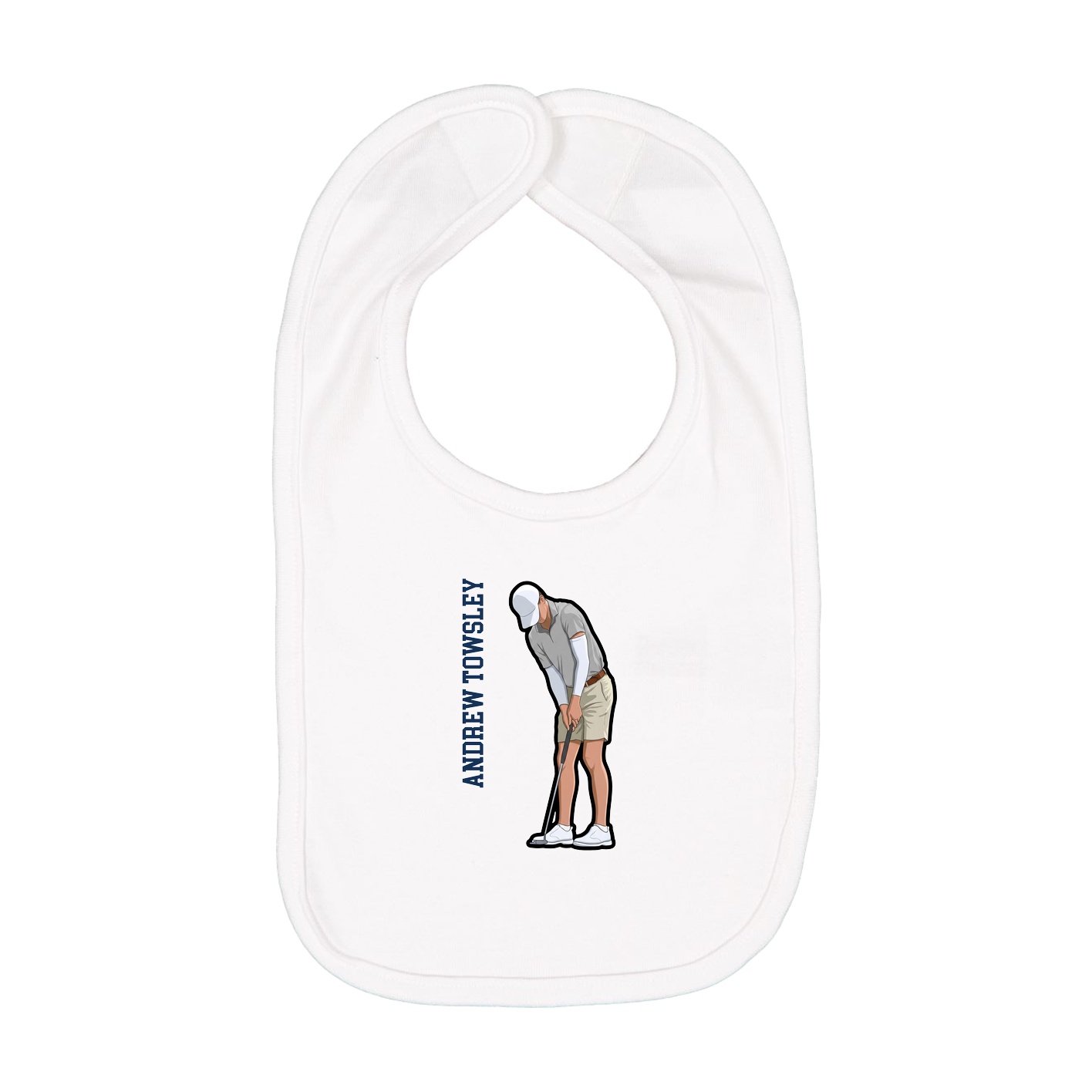 Infant Bib — Name Vertical in White