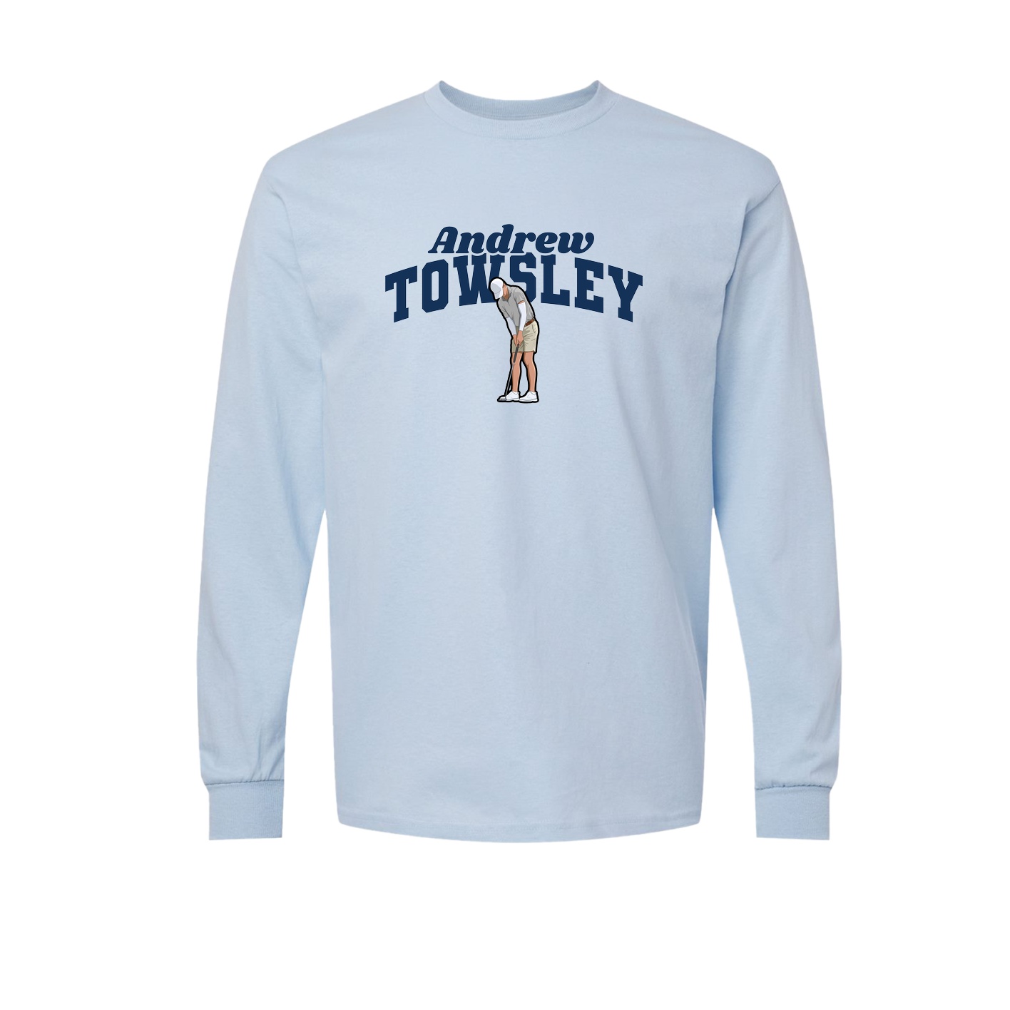 Long Sleeve Tee — Signature Arch in Light Blue