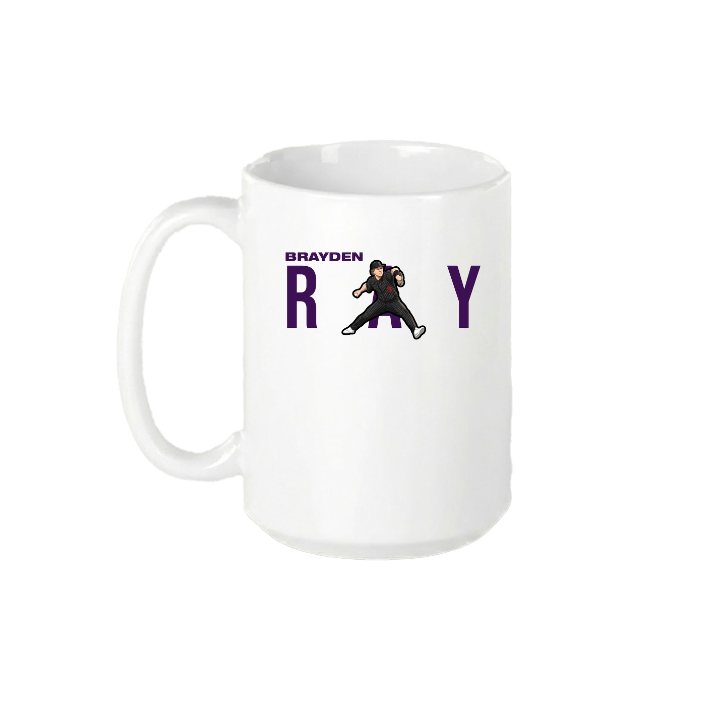15oz Coffee Mug — Player Name in White