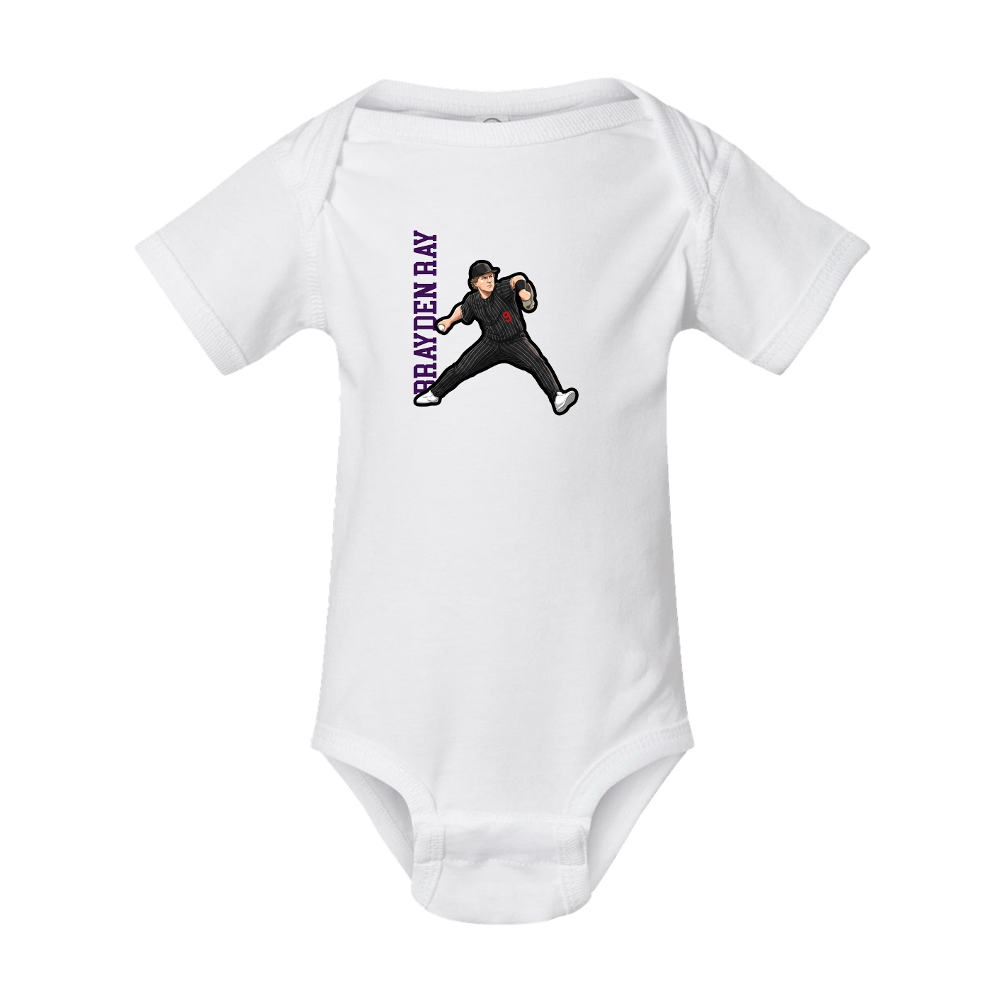 Baby Onesie — Name Vertical in White