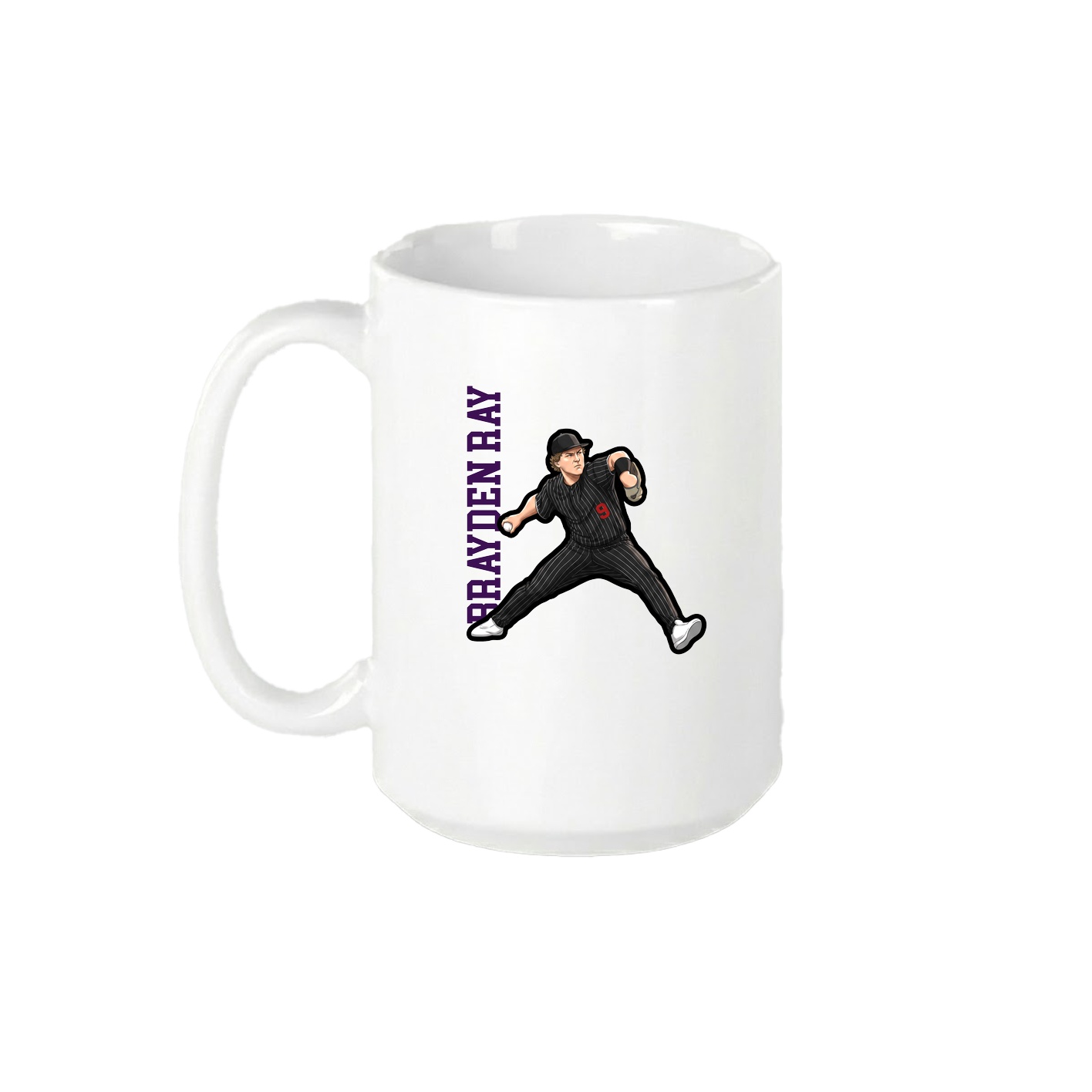 15oz Coffee Mug — Name Vertical in White