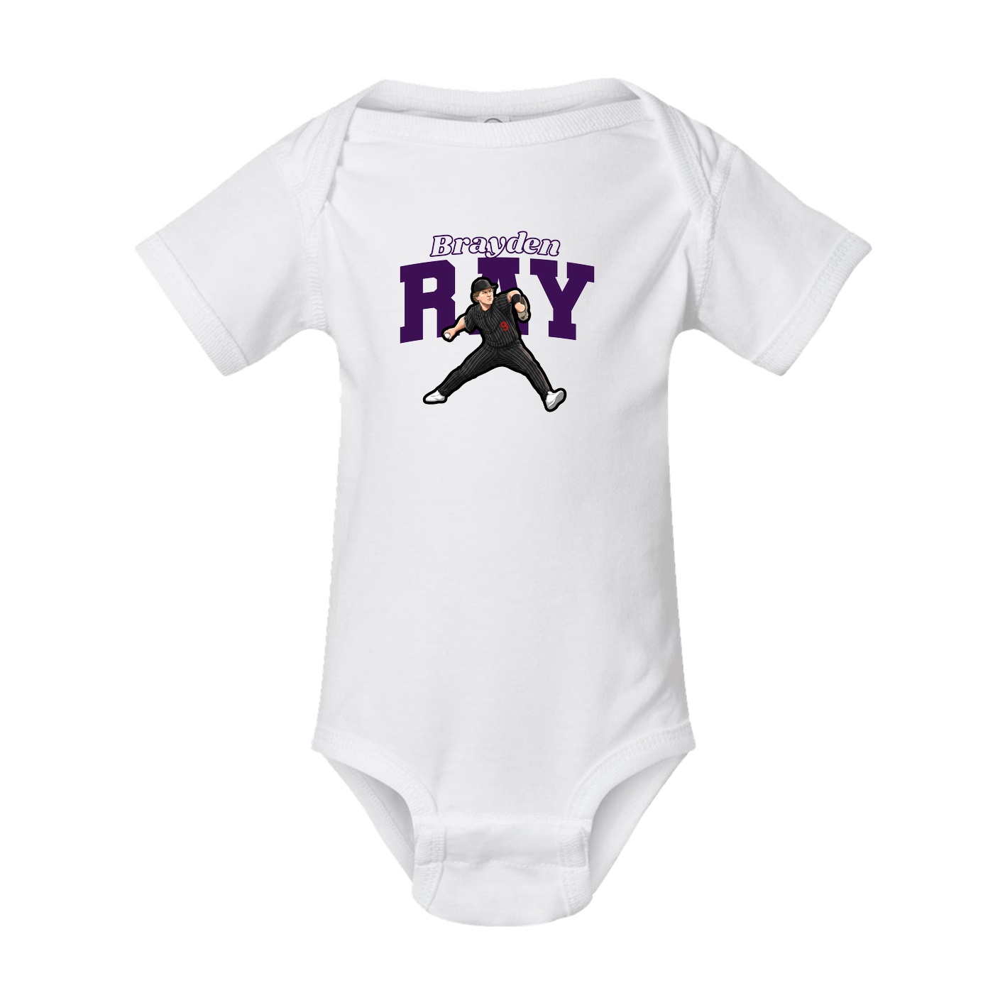 Baby Onesie — Name Arch in White