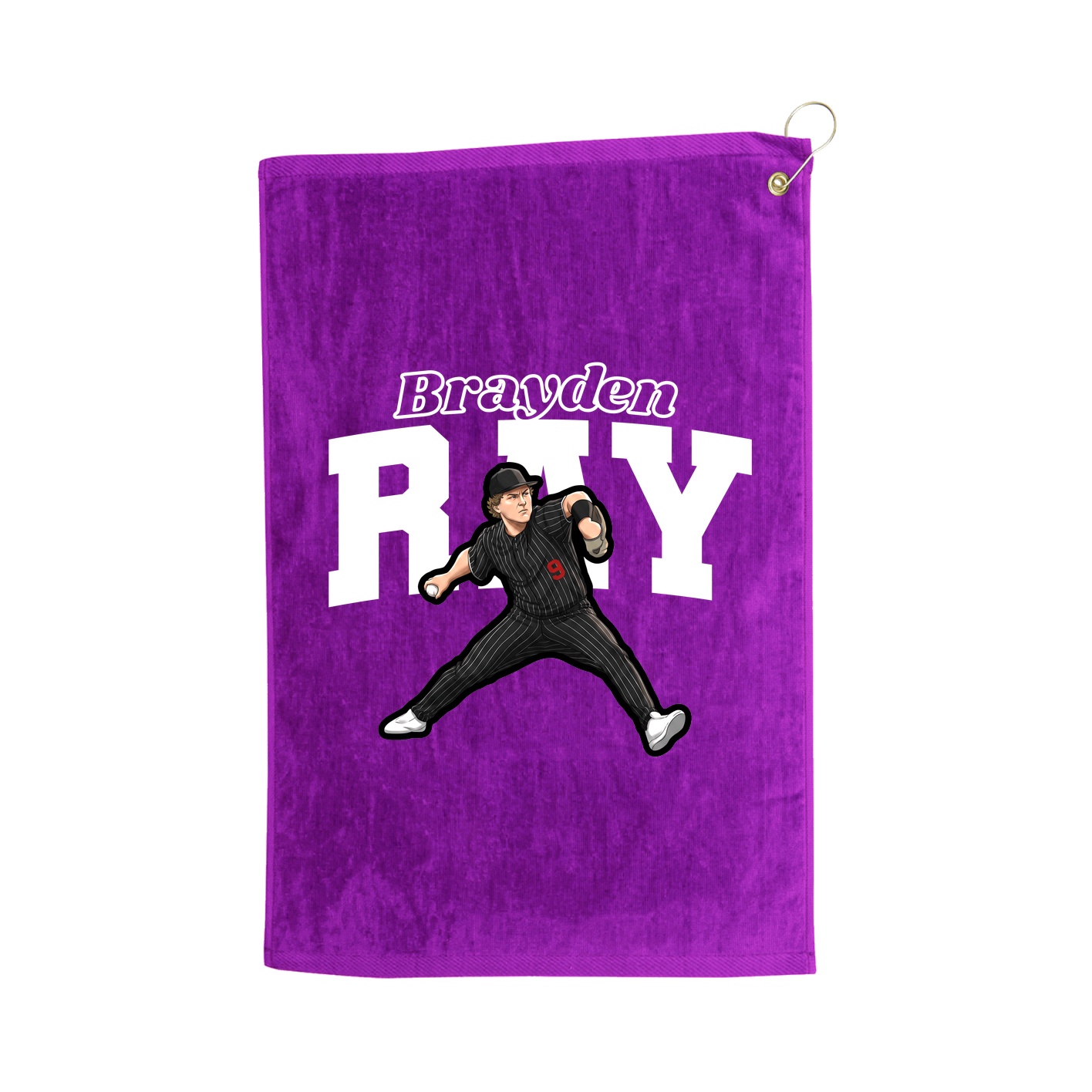 Golf Towel — Name Arch in Purple