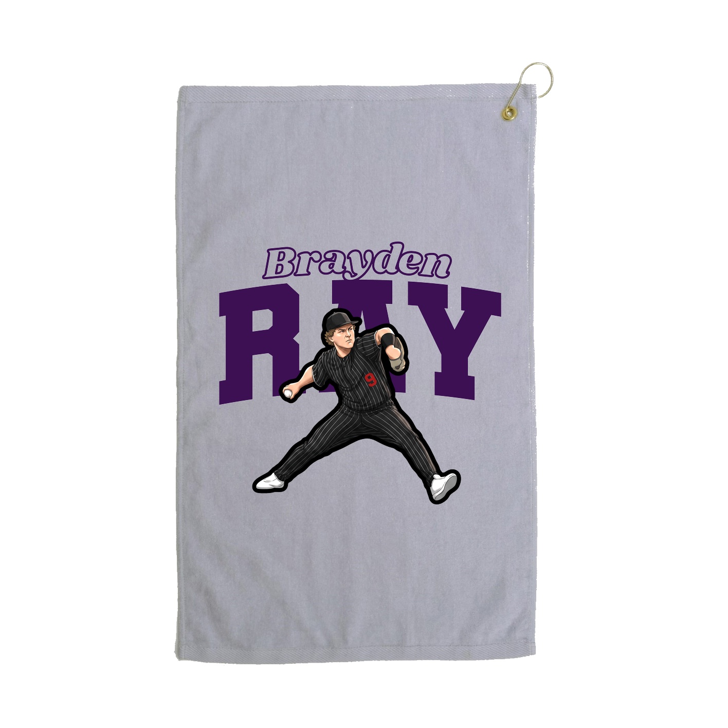 Golf Towel — Name Arch in Grey
