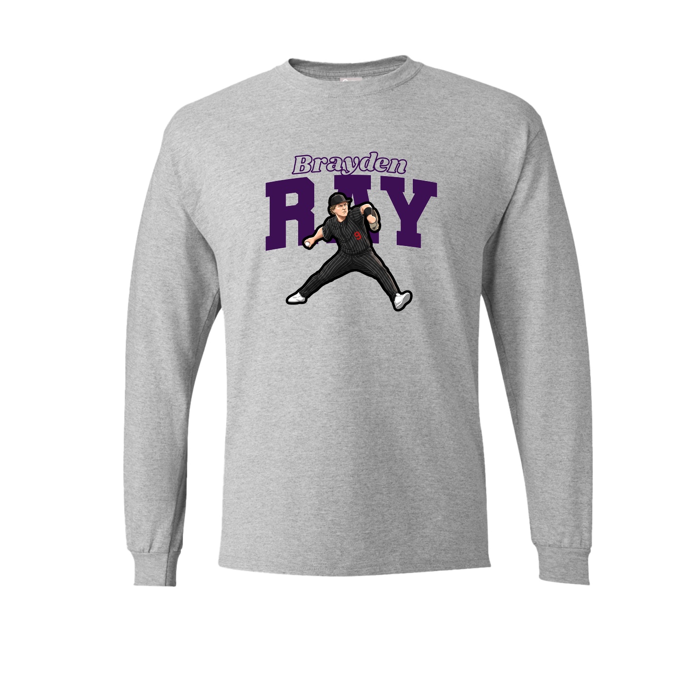 Long Sleeve Tee — Name Arch in Grey
