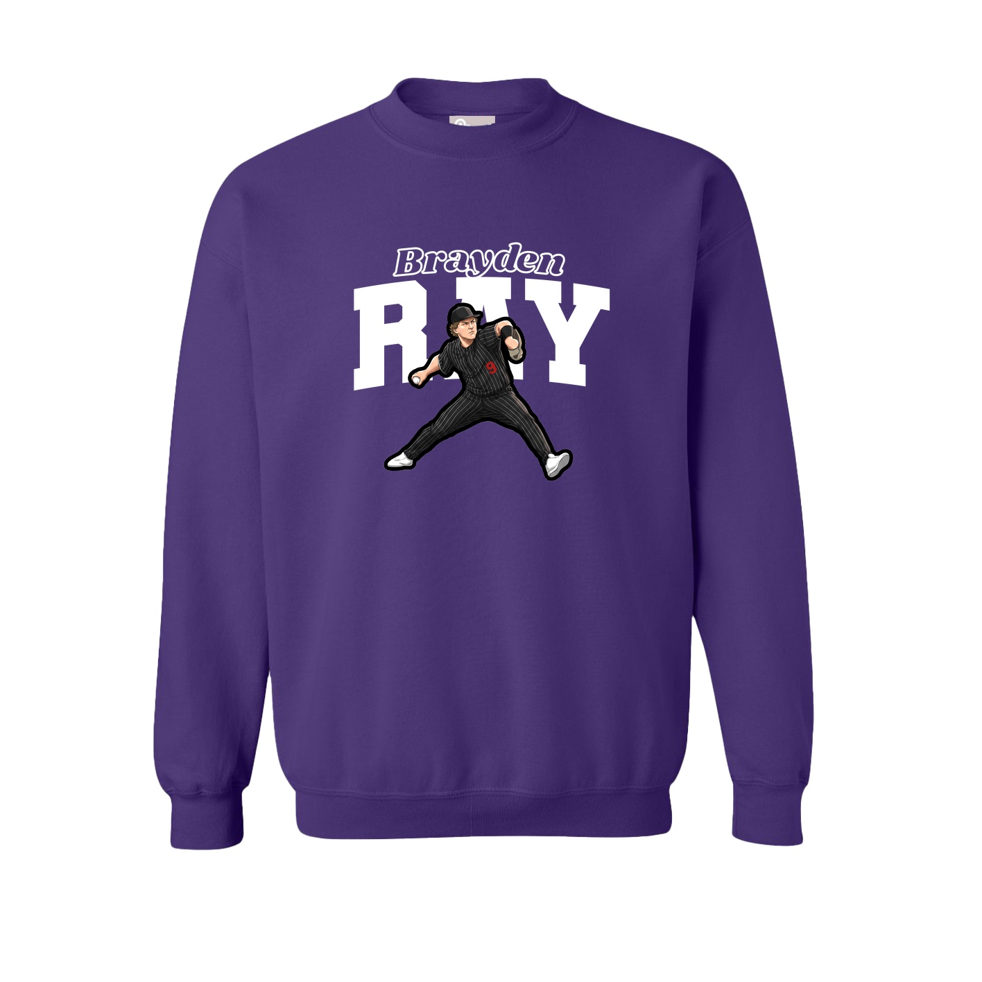Fleece Crew — Name Arch in Purple
