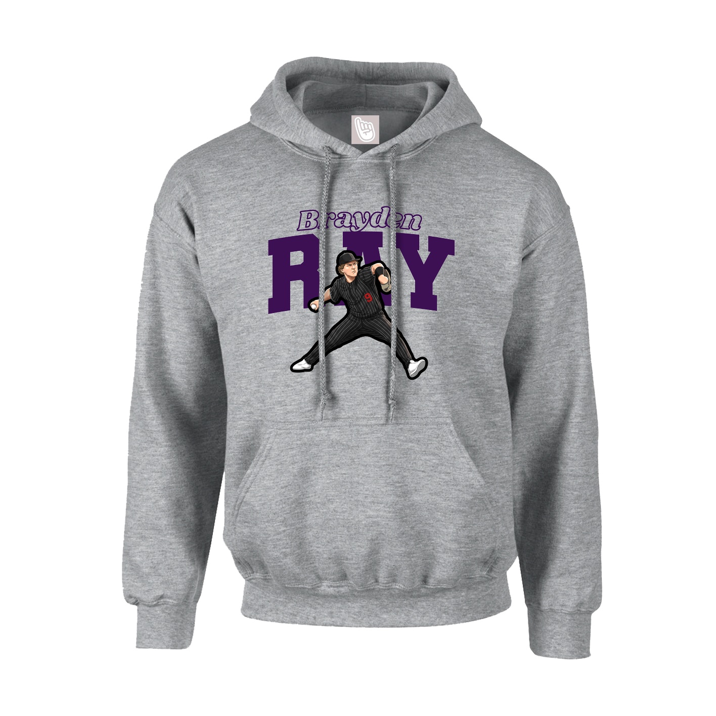 Youth Hoodie — Name Arch in Grey