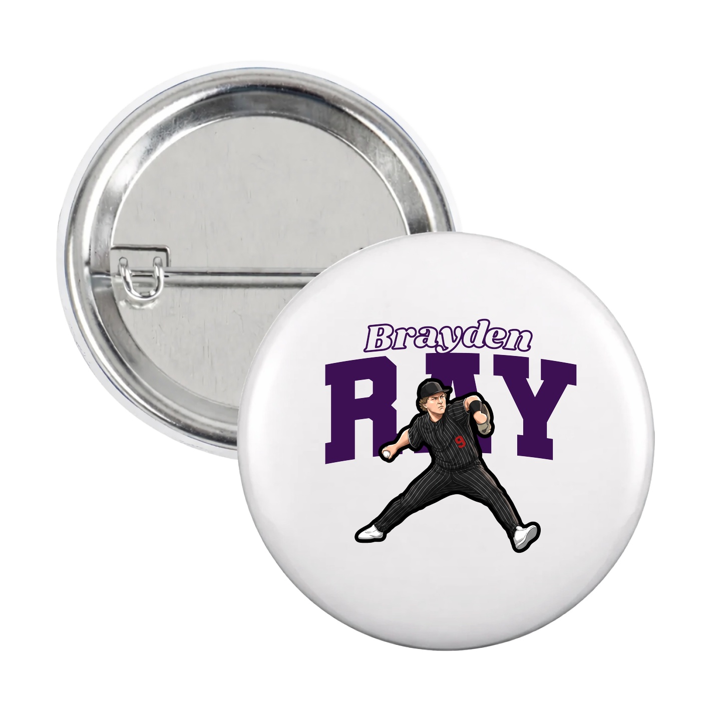 Game Day Button — Name Arch in White