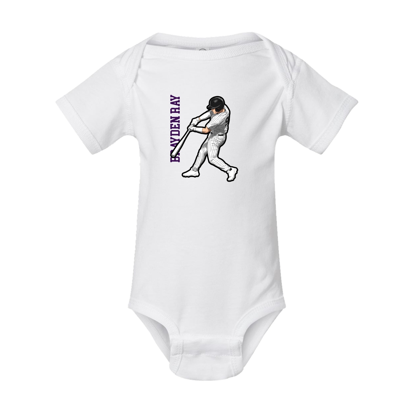 Baby Onesie — Name Vertical in White