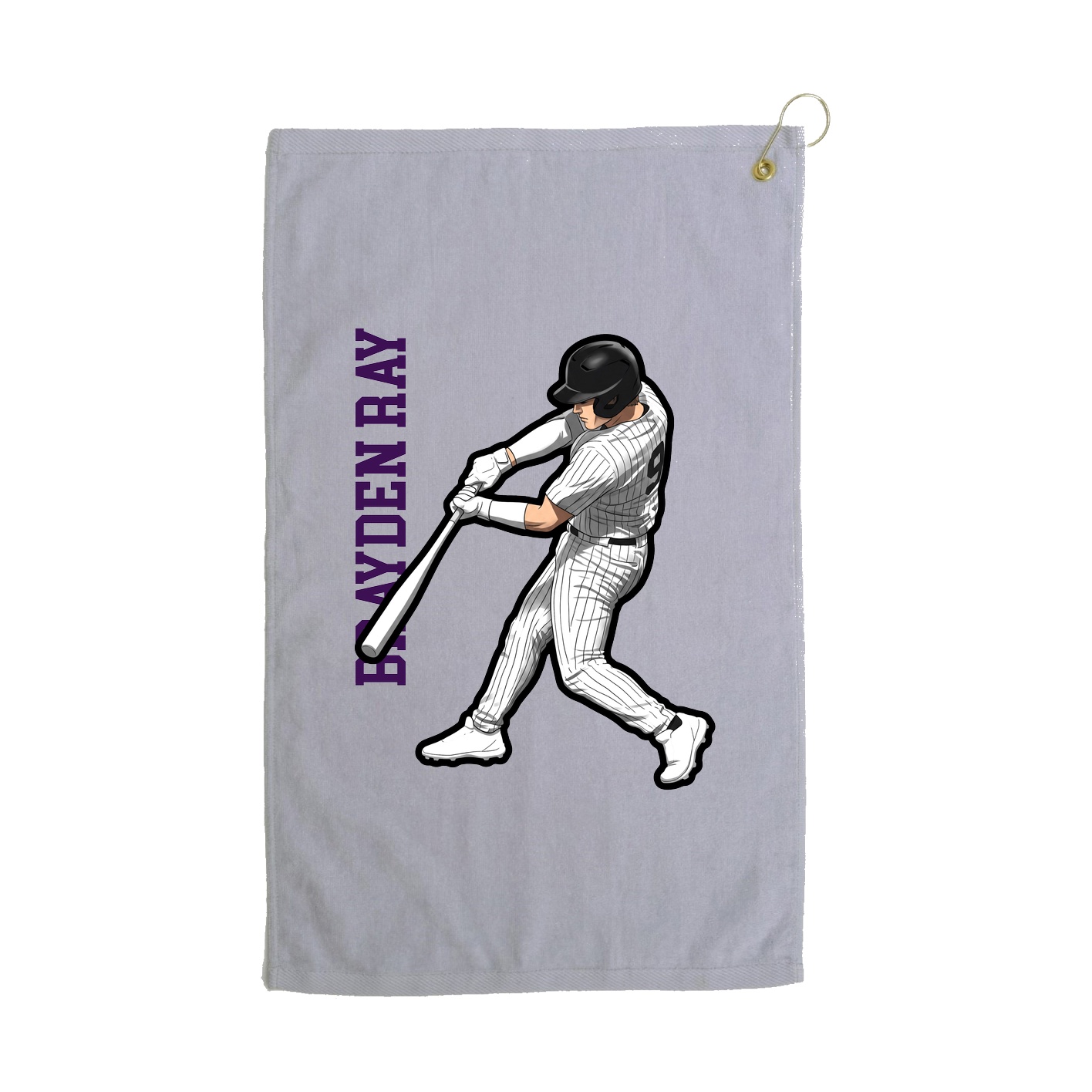 Golf Towel — Name Vertical in Grey